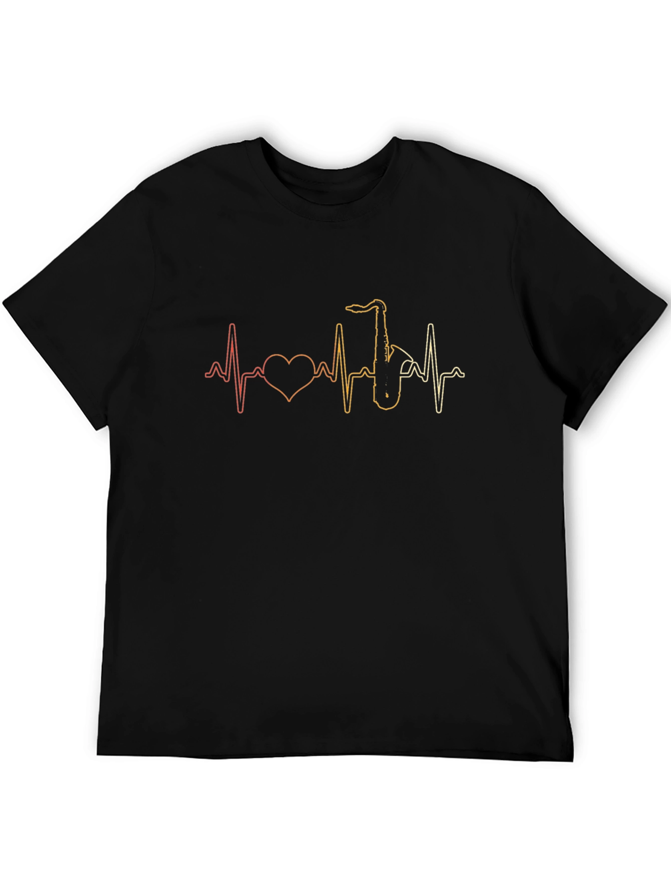 Black Saxophone Heartbeat T-Shirt: Music Lover Tee view 5