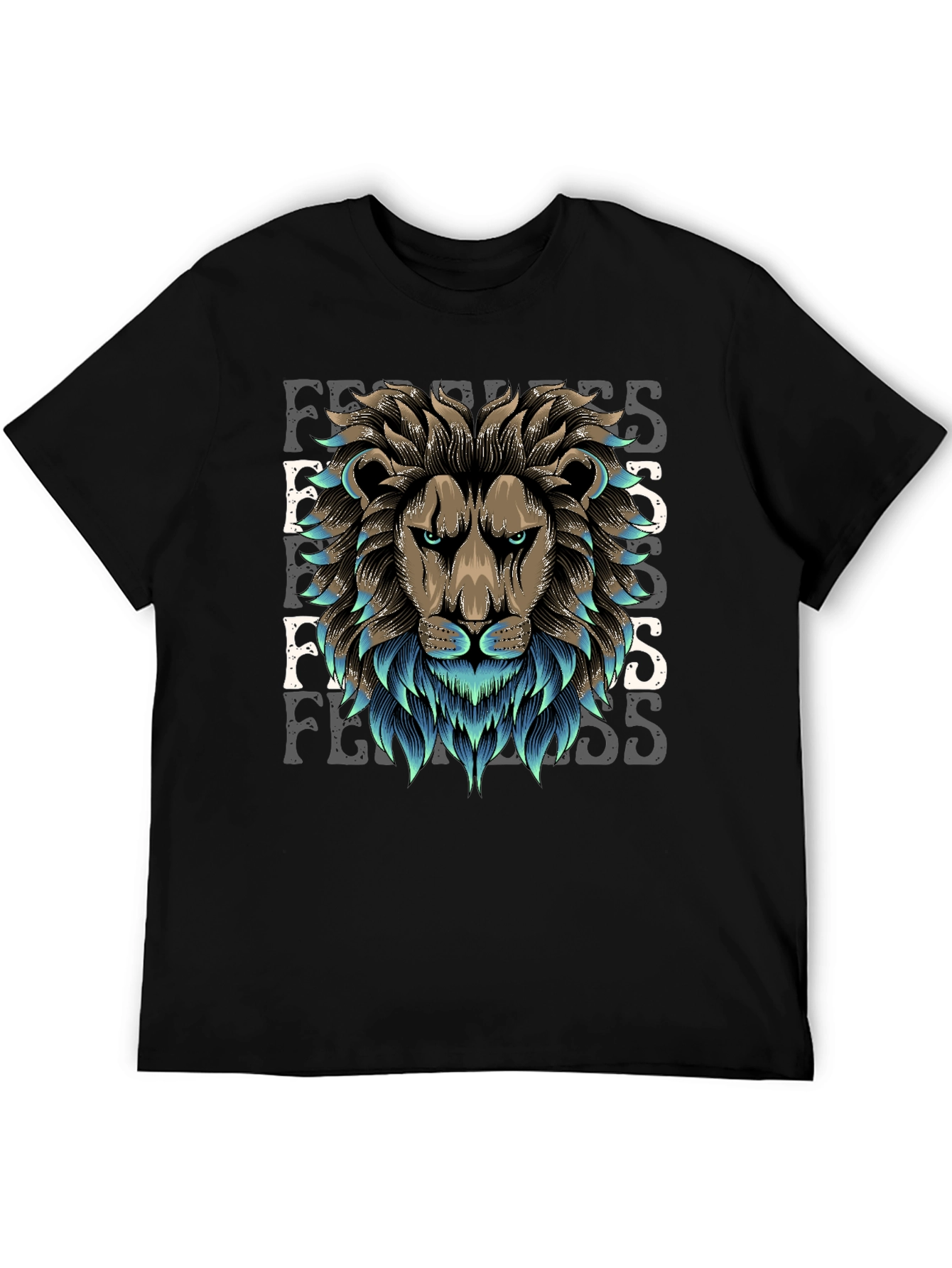 Black Fearless Lion Graphic Tee view 5