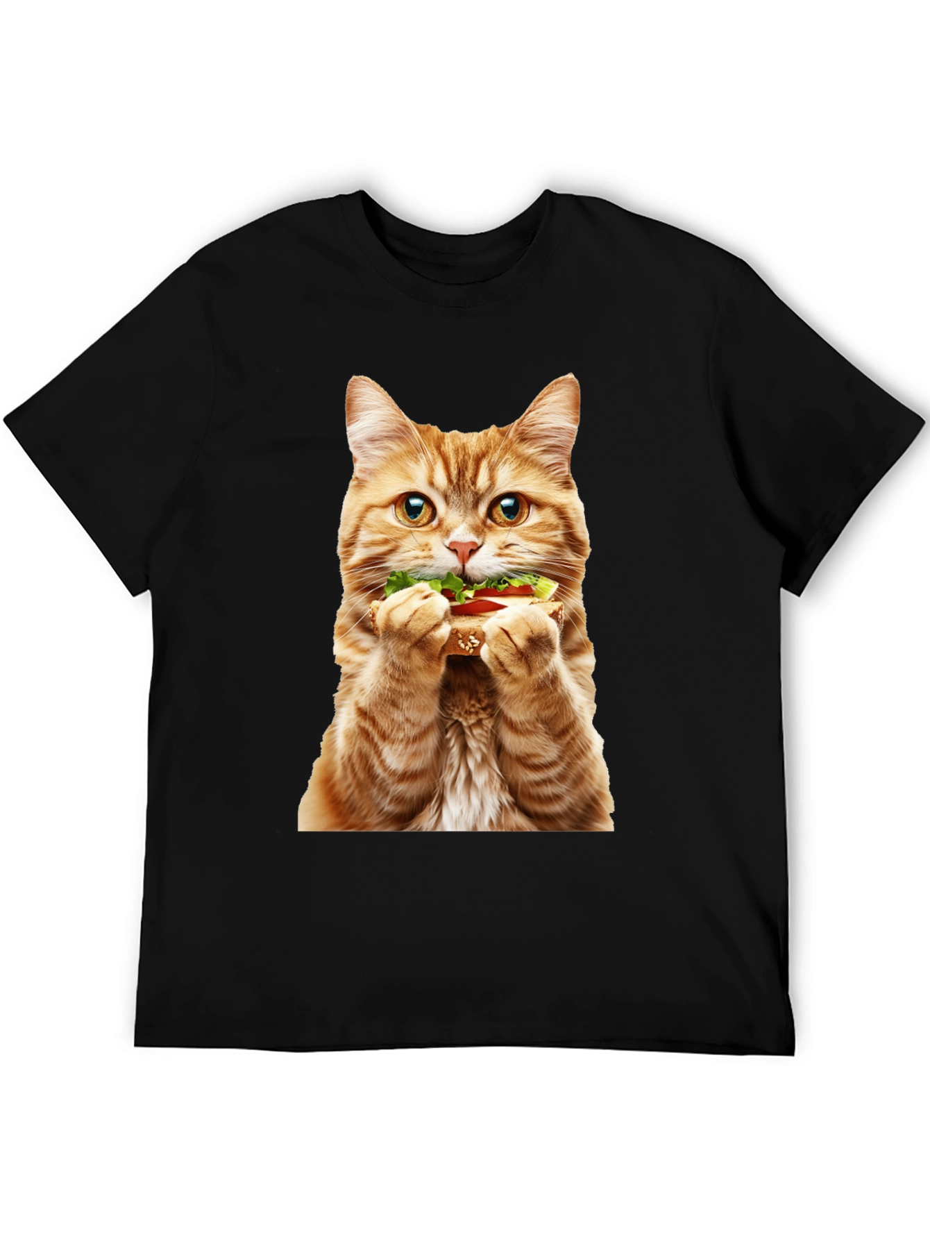 Black Cat Eating Sandwich Graphic Tee view 5