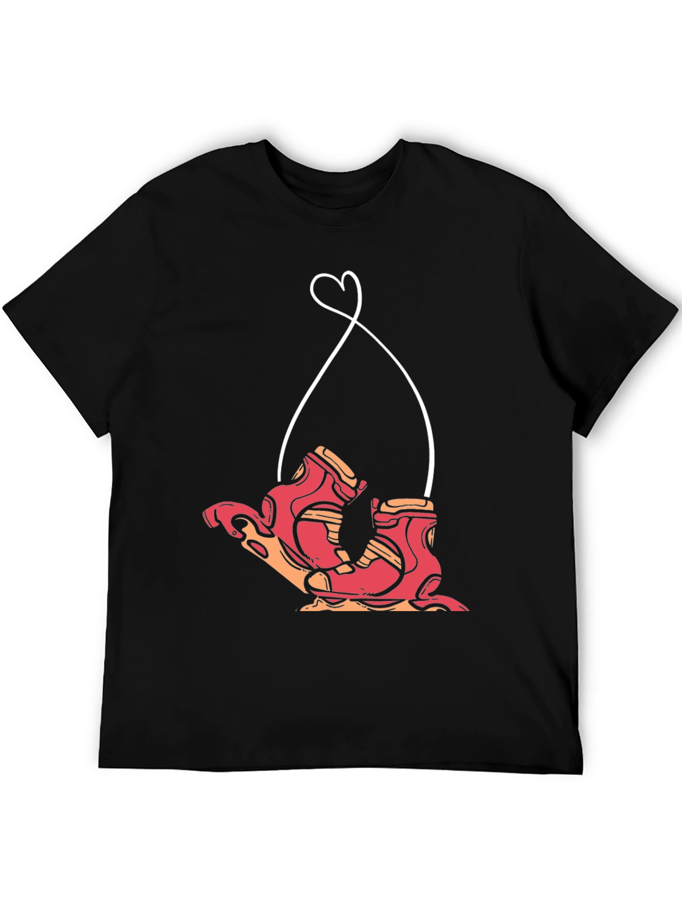 Black Retro Roller Skate Heart Graphic Tee view 5