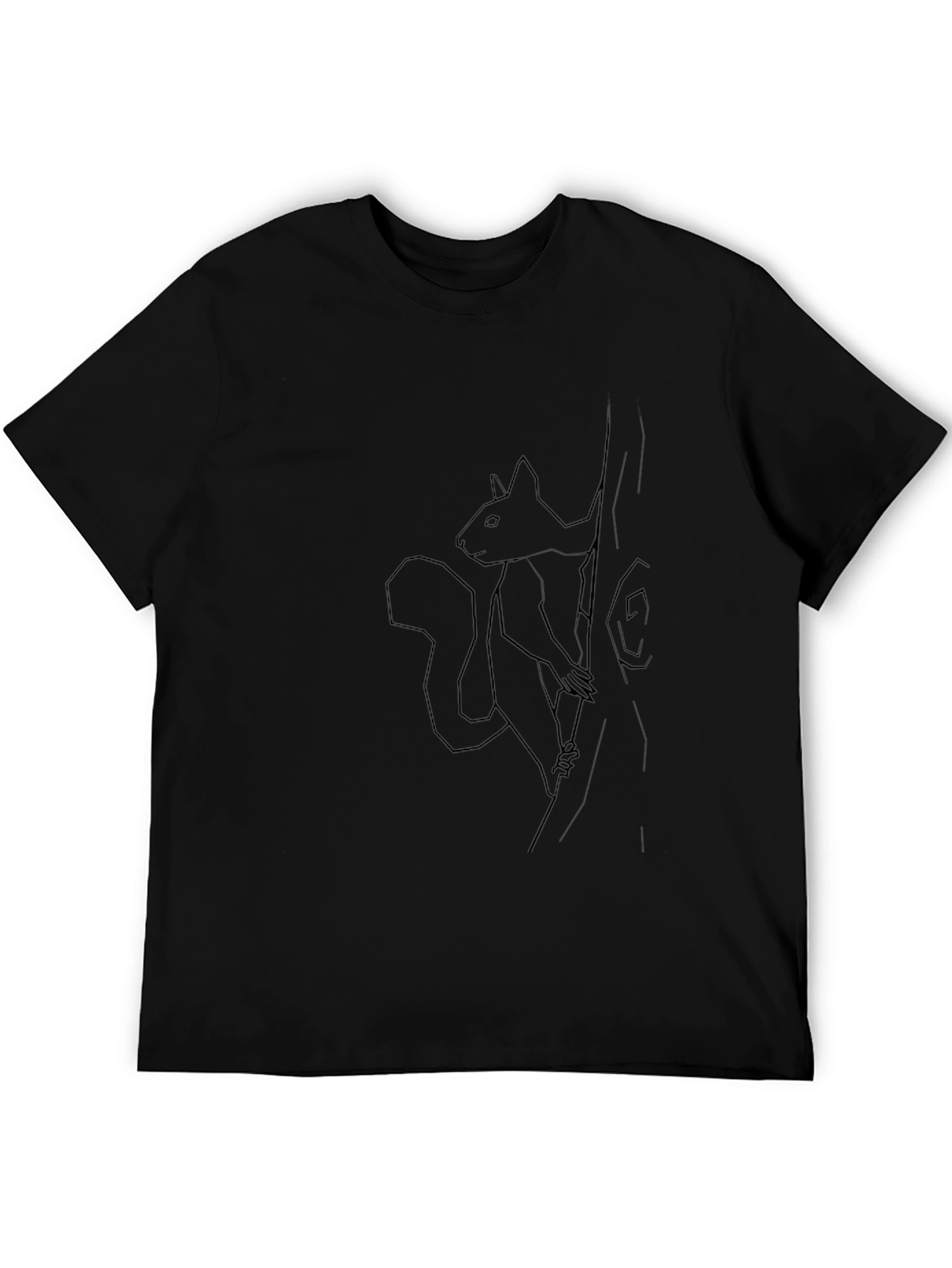 Squirrel Tree Graphic Tee - Black Cotton Casual Wear - 5