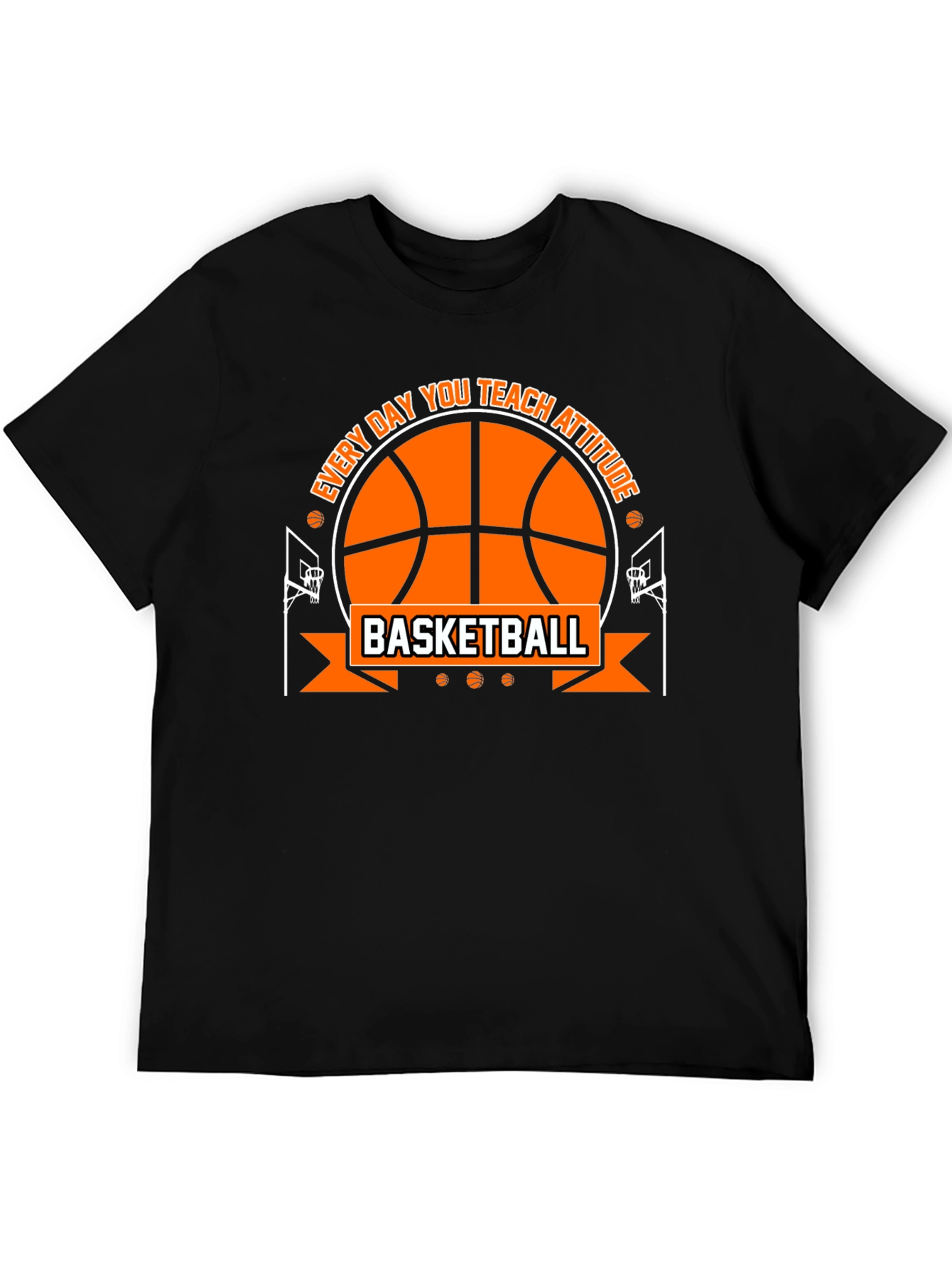 Black Basketball Attitude Graphic T-Shirt view 5