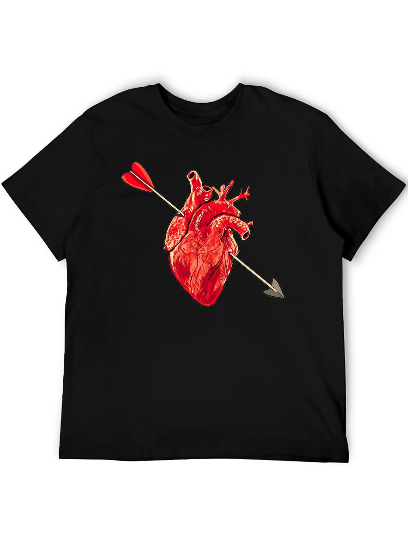 Black Anatomical Heart Arrow T-Shirt view 5
