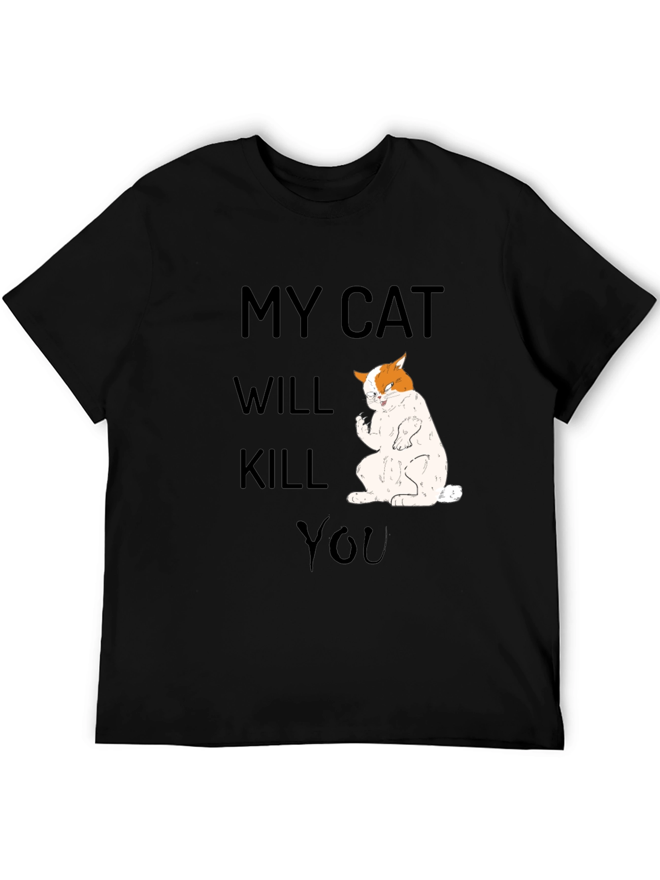 Black My Cat Will Kill You T-Shirt, Funny Cat Tee view 5