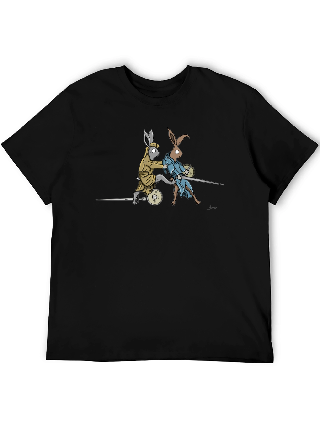 Black Fencing Rabbits Graphic Tee - Unique Design view 5