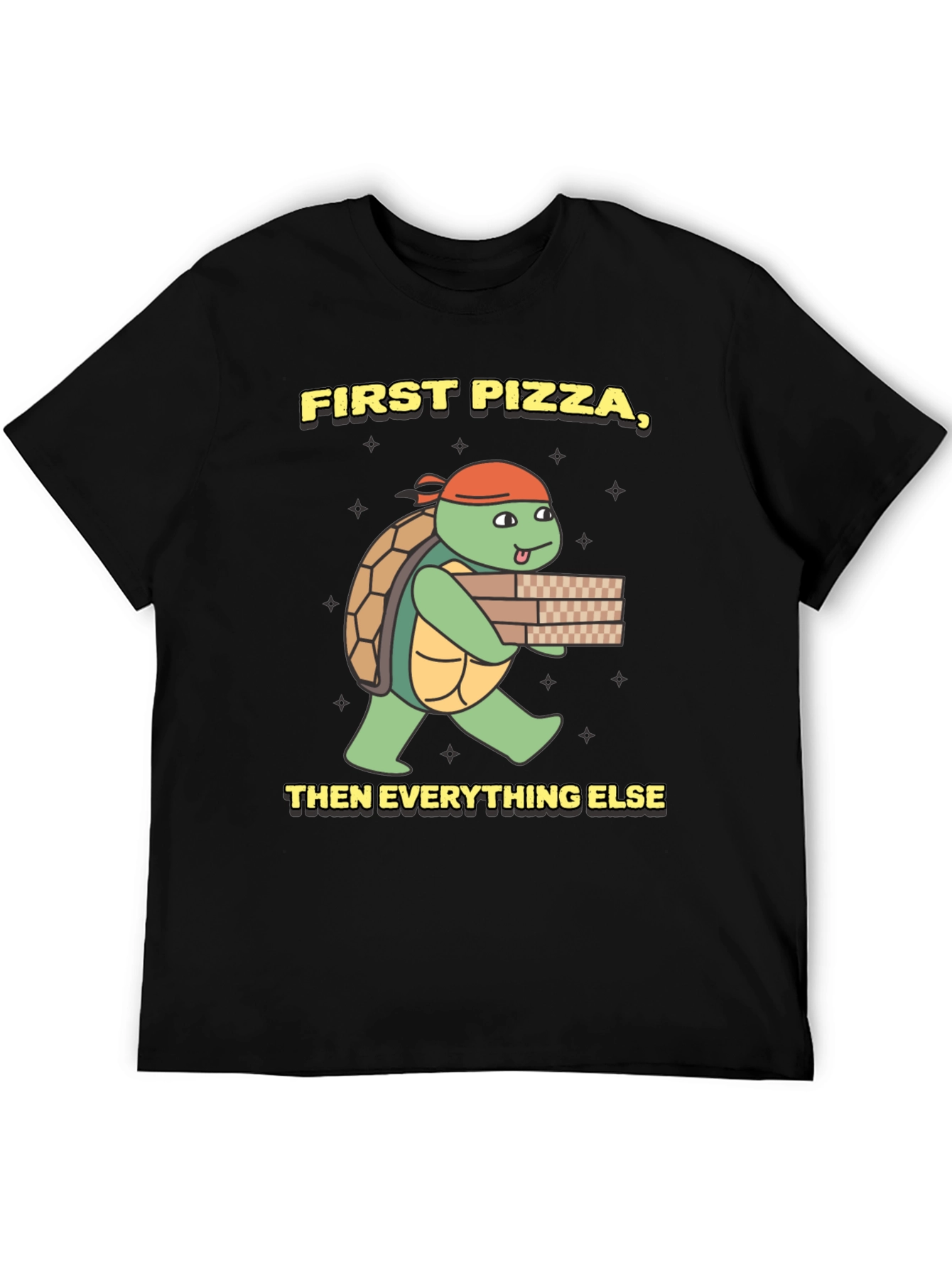 Black First Pizza Then Everything Else Turtle T-Shirt view 5