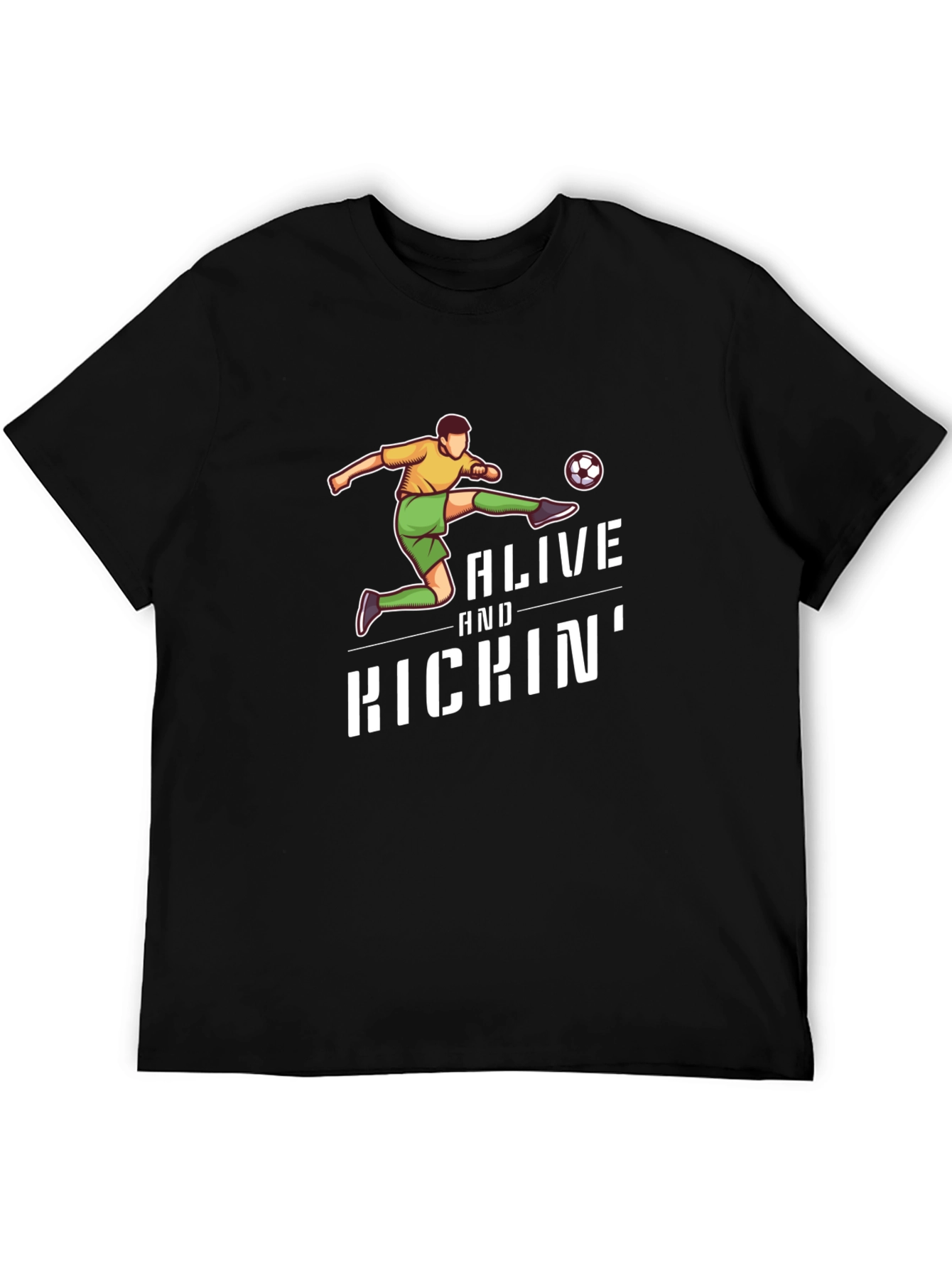 Black Alive and Kickin' Soccer Graphic Tee view 5