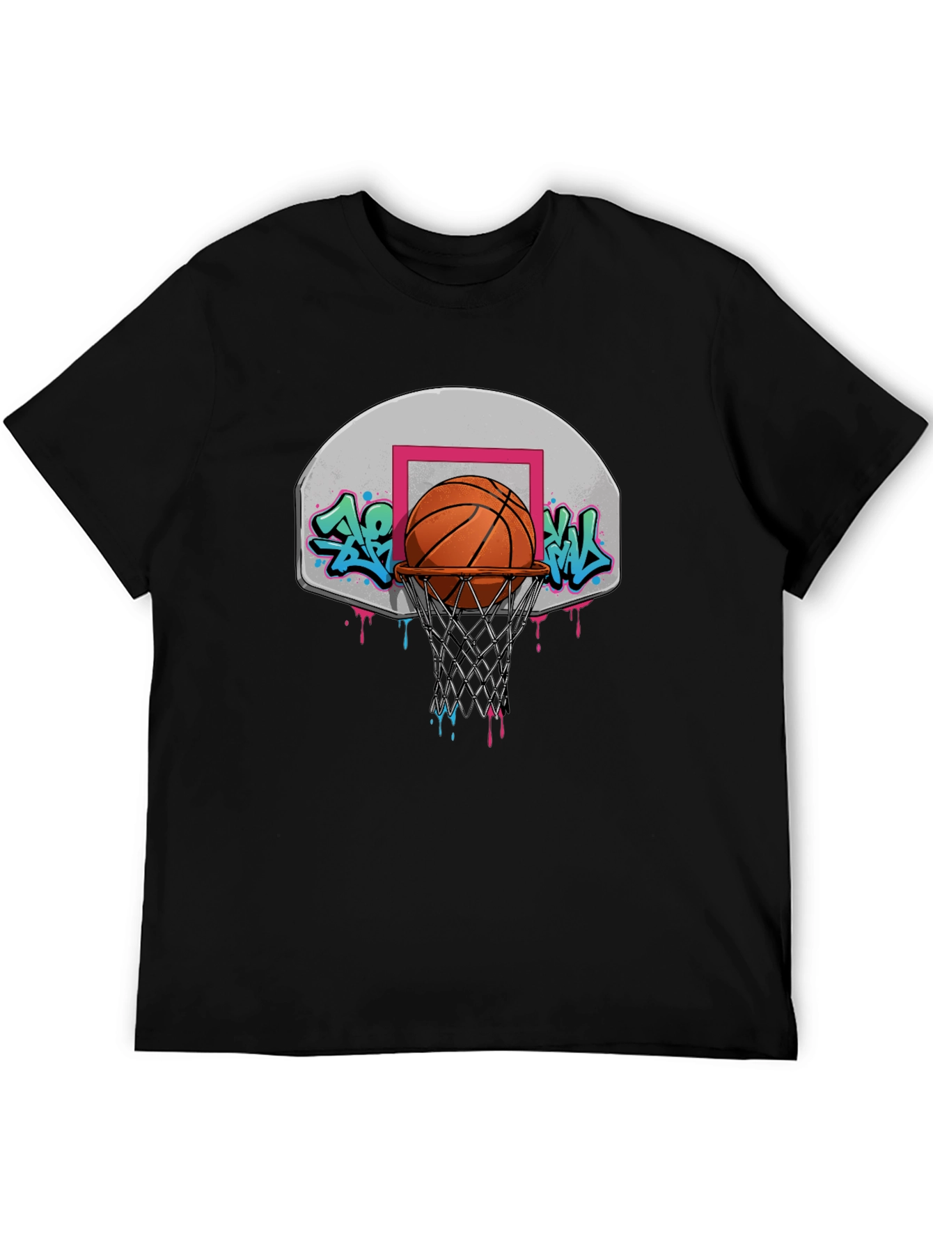 Black Basketball Hoop Graffiti T-Shirt - Urban Style Tee view 5