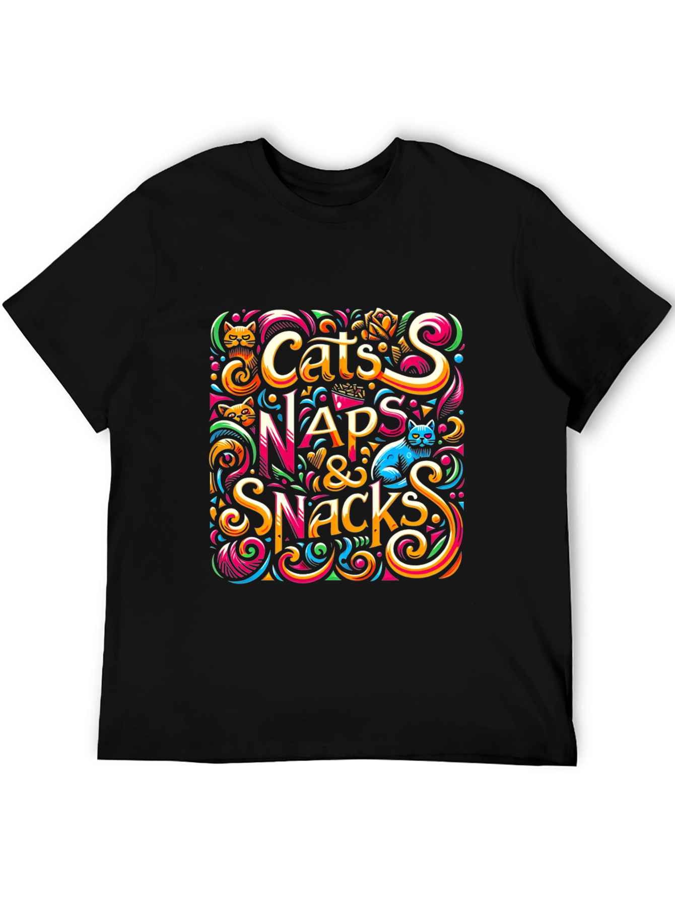 Black Cats Naps & Snacks Graphic Tee view 5