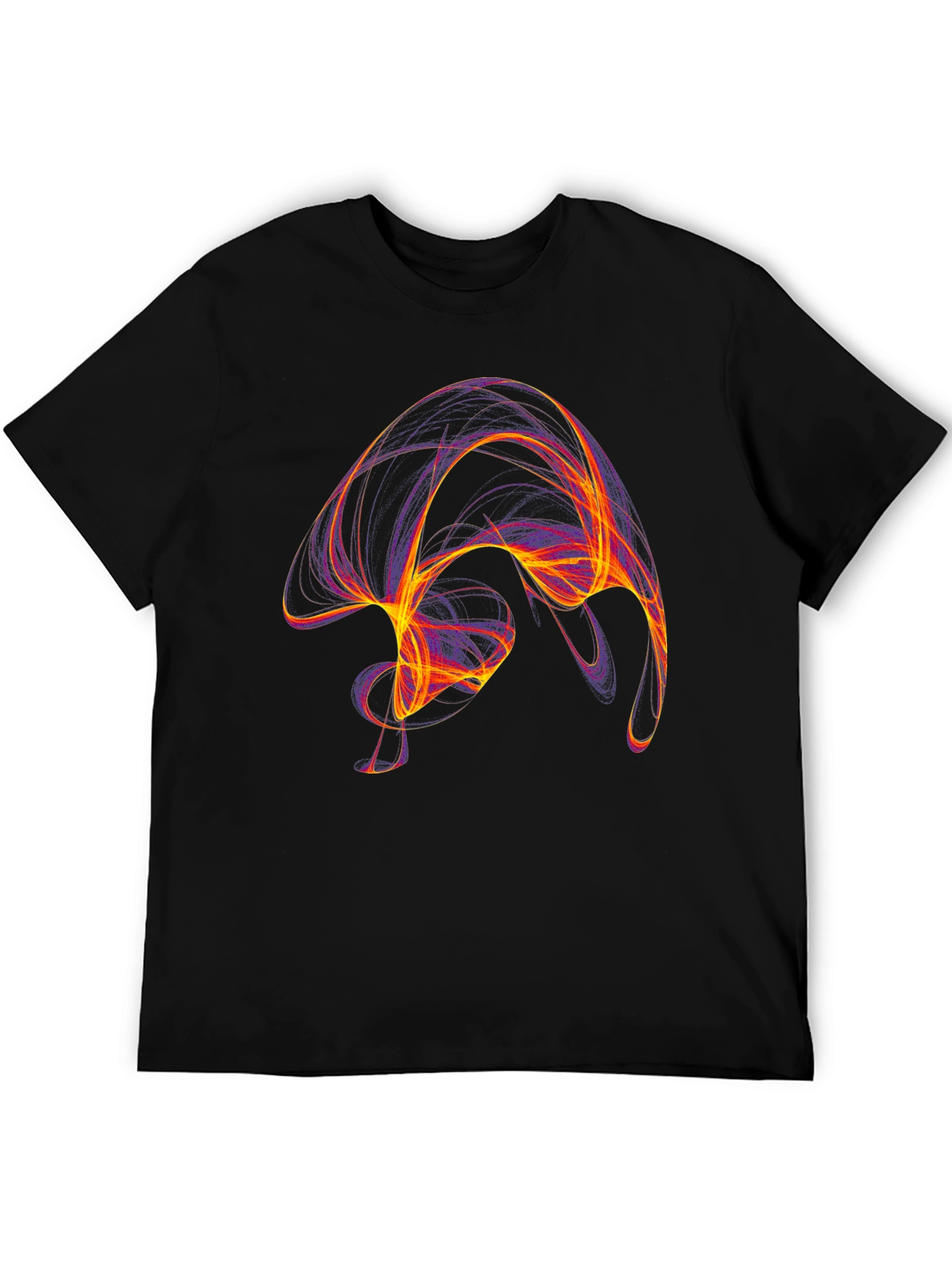 Black Abstract Swirl Graphic Black T-Shirt view 5