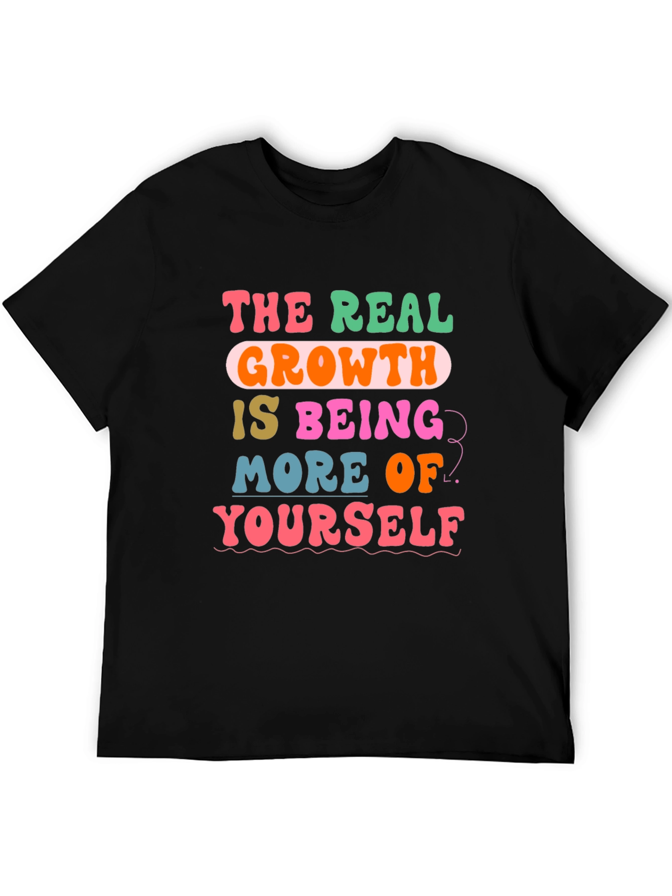 Black The Real Growth Retro Graphic T-Shirt view 5