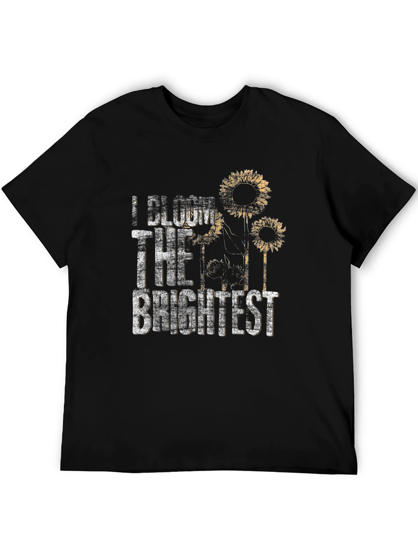 Black I Bloom the Brightest Sunflower Graphic T-Shirt view 5