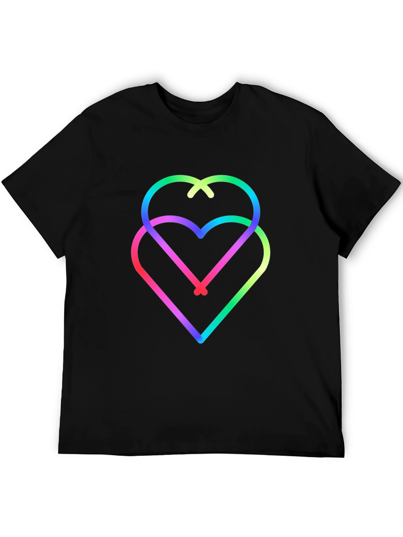 Black Rainbow Hearts Black Tee - Unique Graphic Design view 5