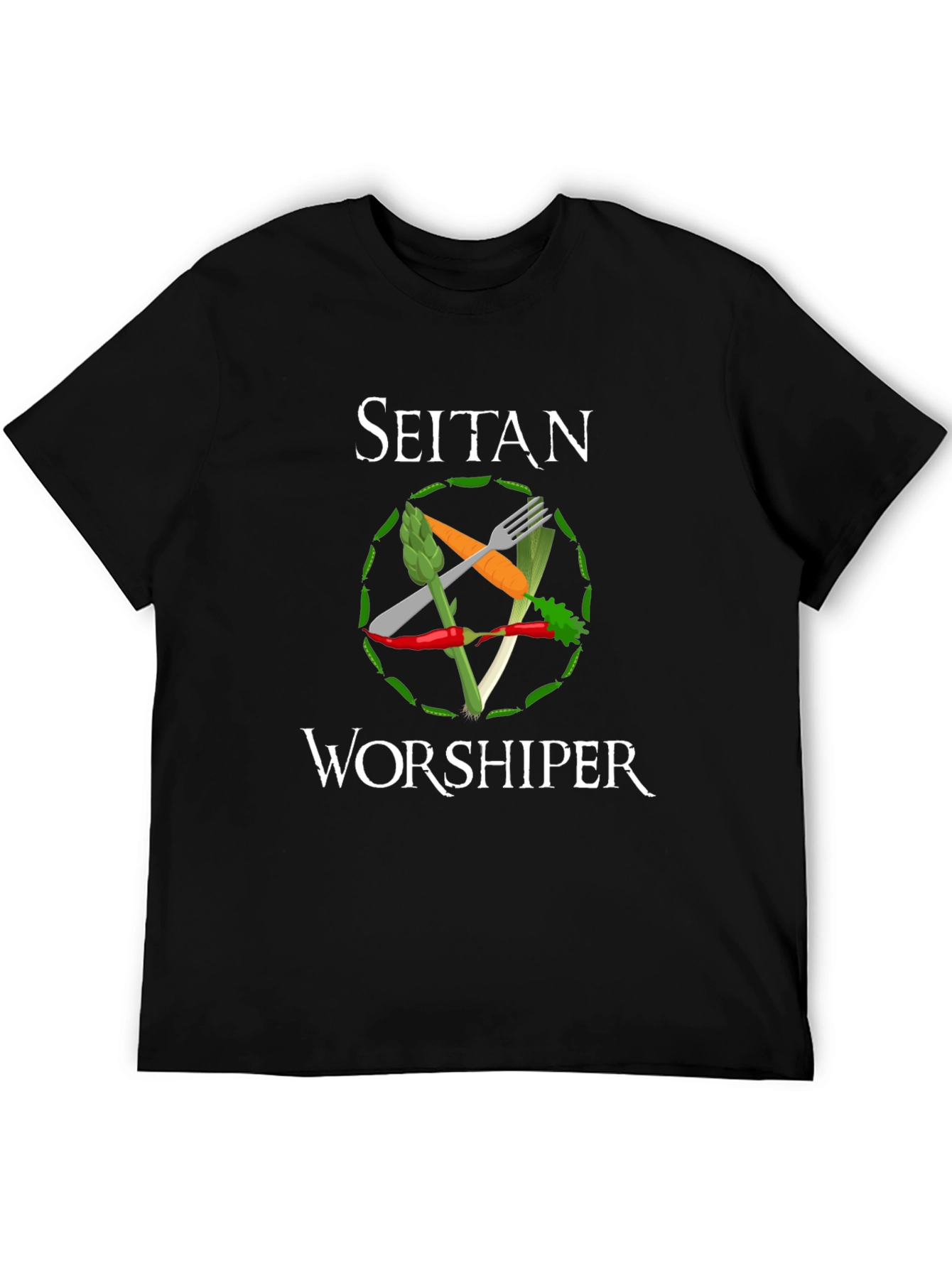 Black Seitan Worshiper Vegan Graphic Tee view 5