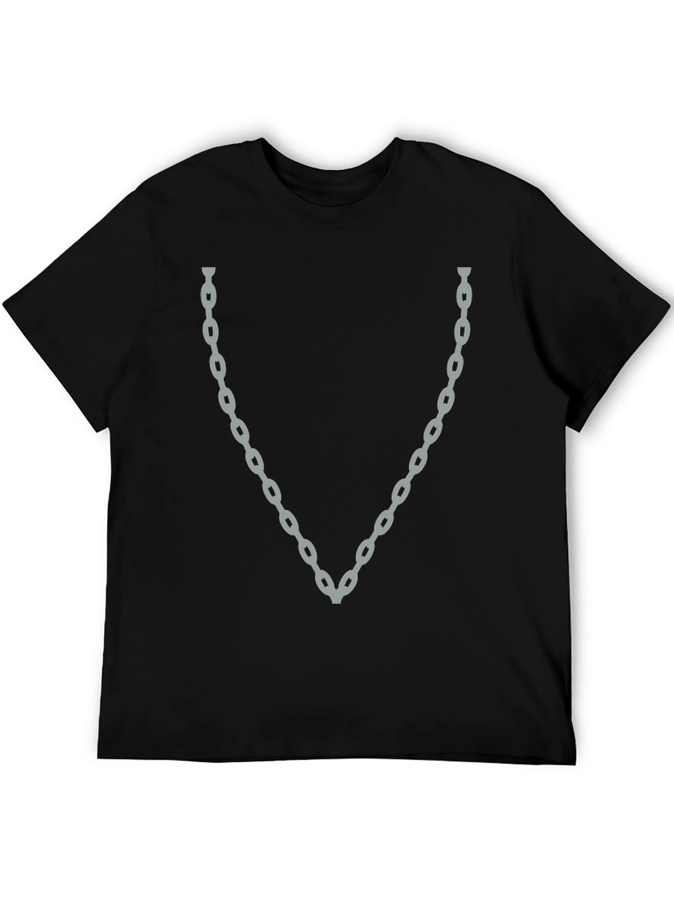Black Chain Graphic Tee - Black Cotton Crew Neck T-Shirt view 5