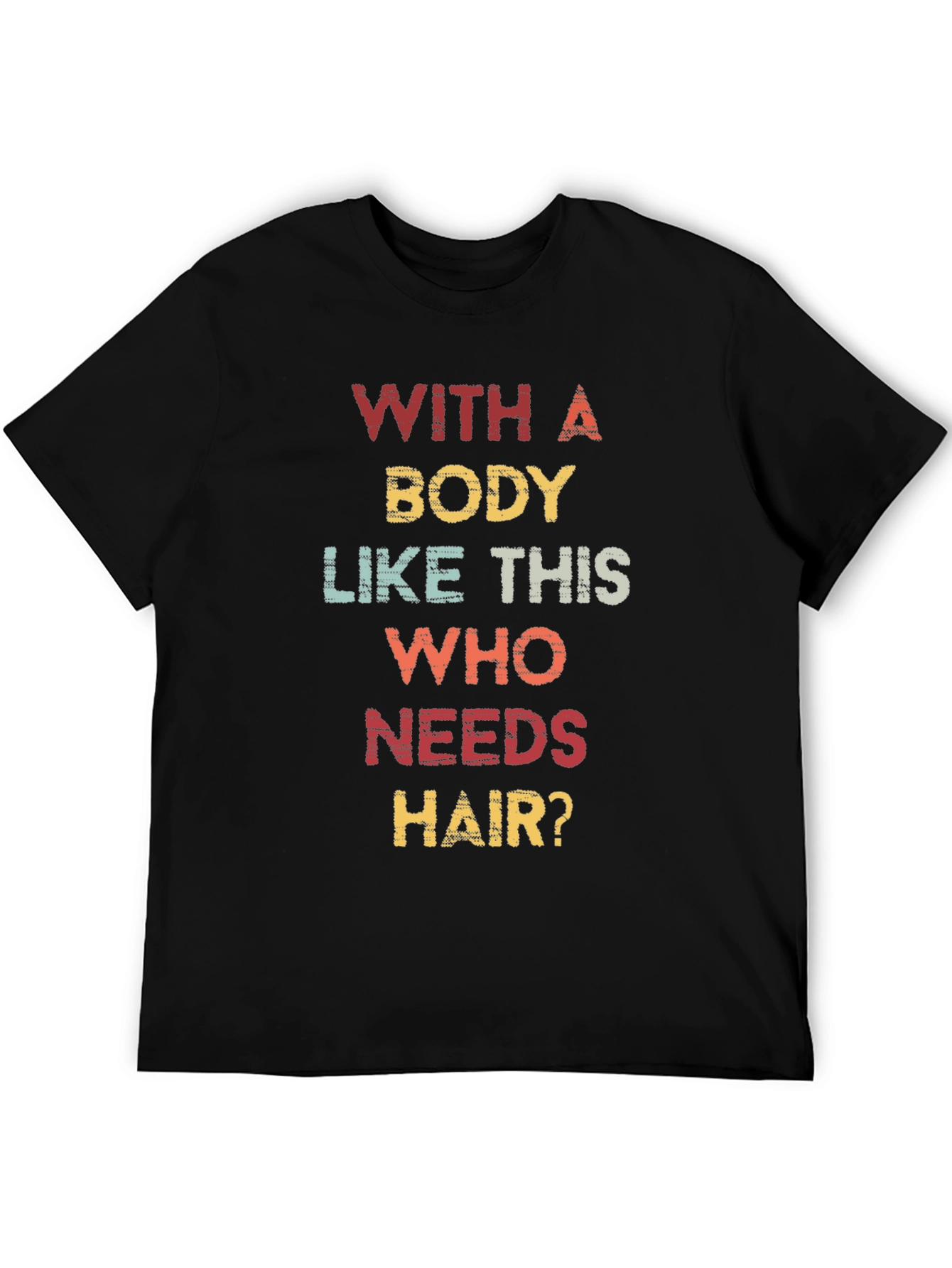 Black Funny Bald Man T-Shirt - Who Needs Hair? view 5