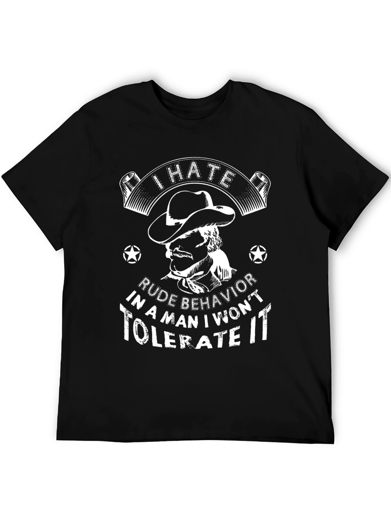 Black I Hate Rude Behavior T-Shirt, Western Cowboy Style view 5