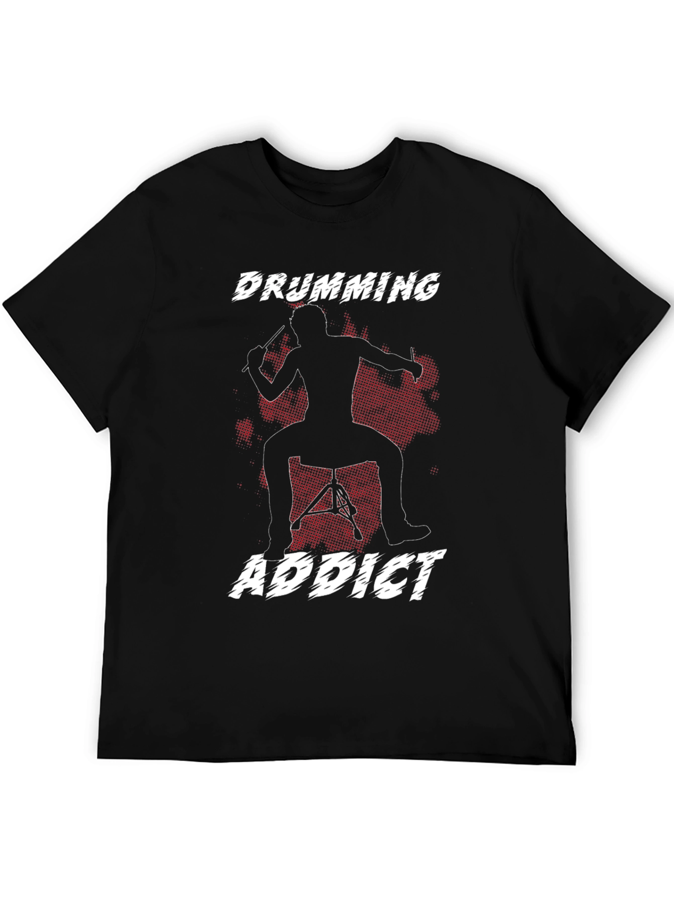 Black Drumming Addict T-Shirt - Musician Tee view 5