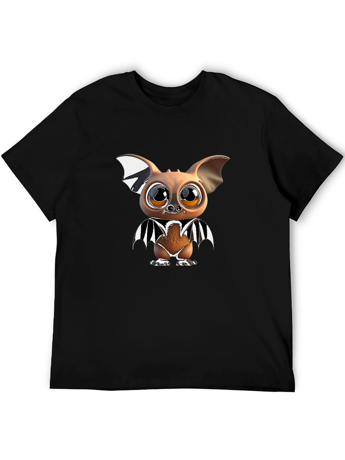 Black Cute Cartoon Bat Graphic Tee view 5