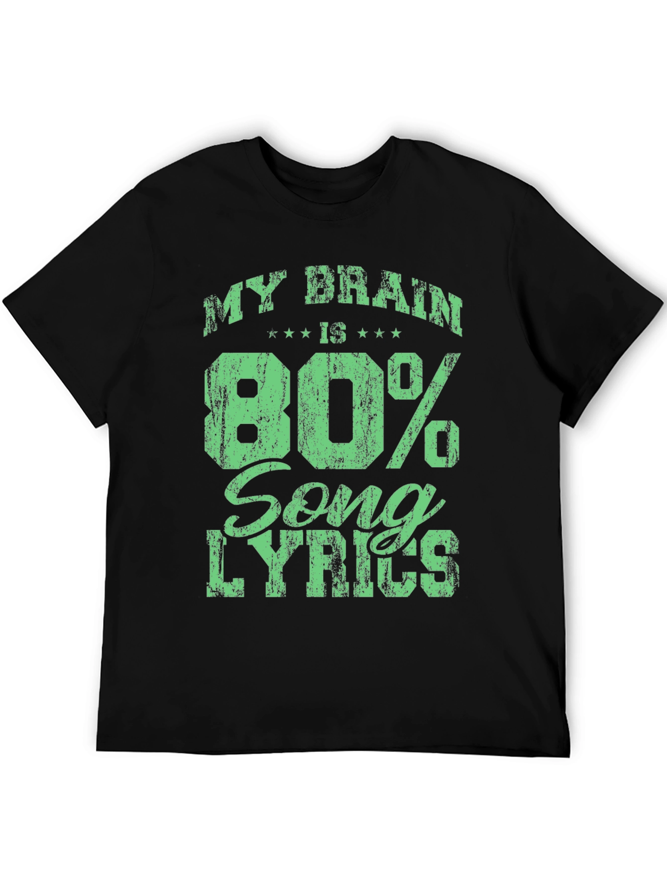 Black My Brain is 80% Song Lyrics Black T-Shirt view 5