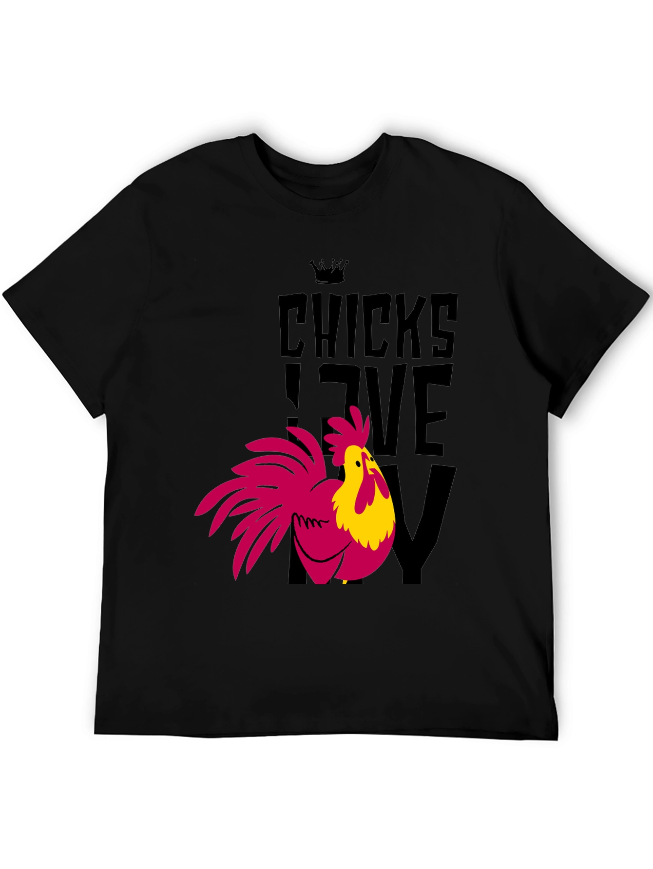 Black Chicks Love My Chicken Graphic T-Shirt - Funny Rooster Tee view 5