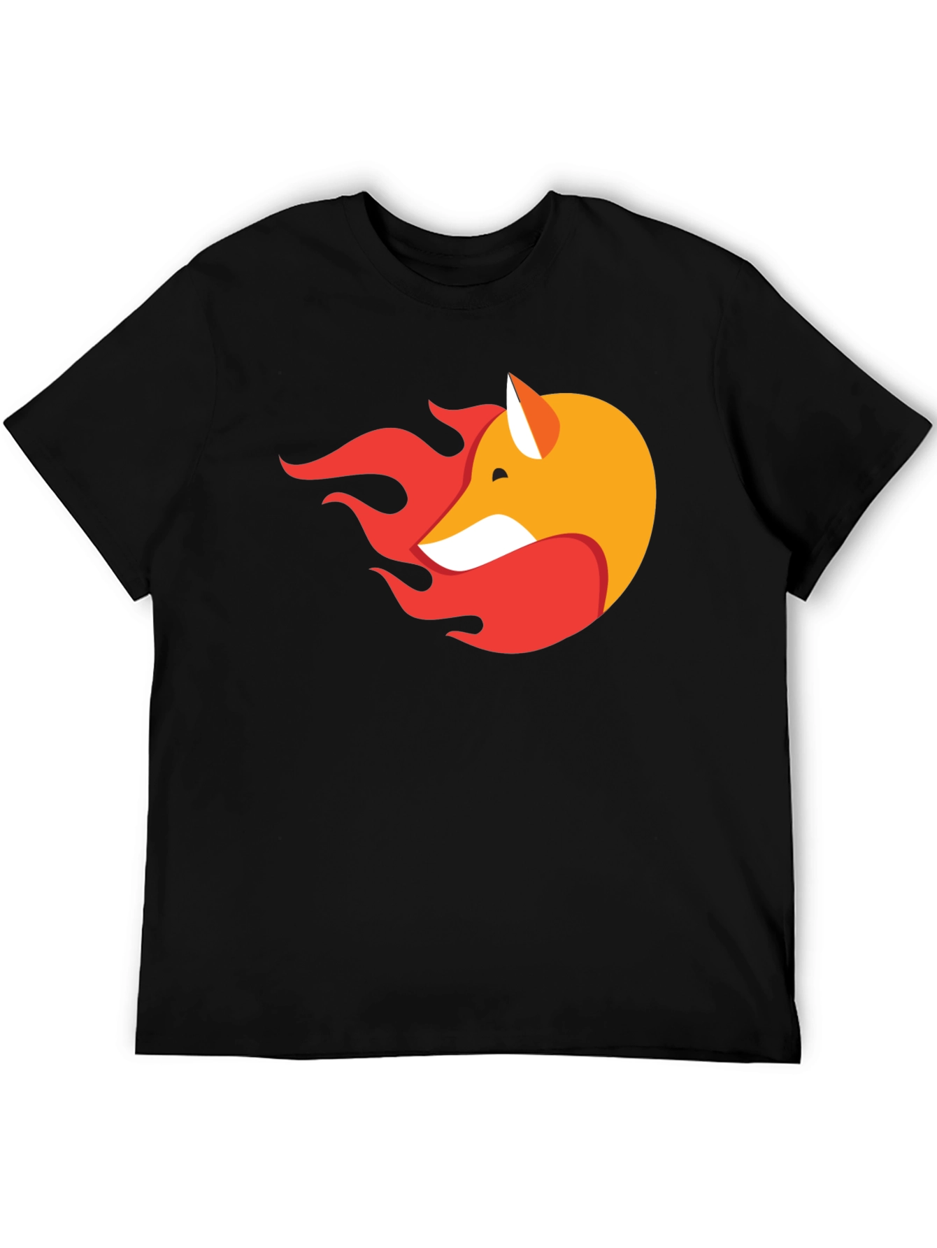 Black Stylish Black T-Shirt with Fox & Flame Graphic view 5