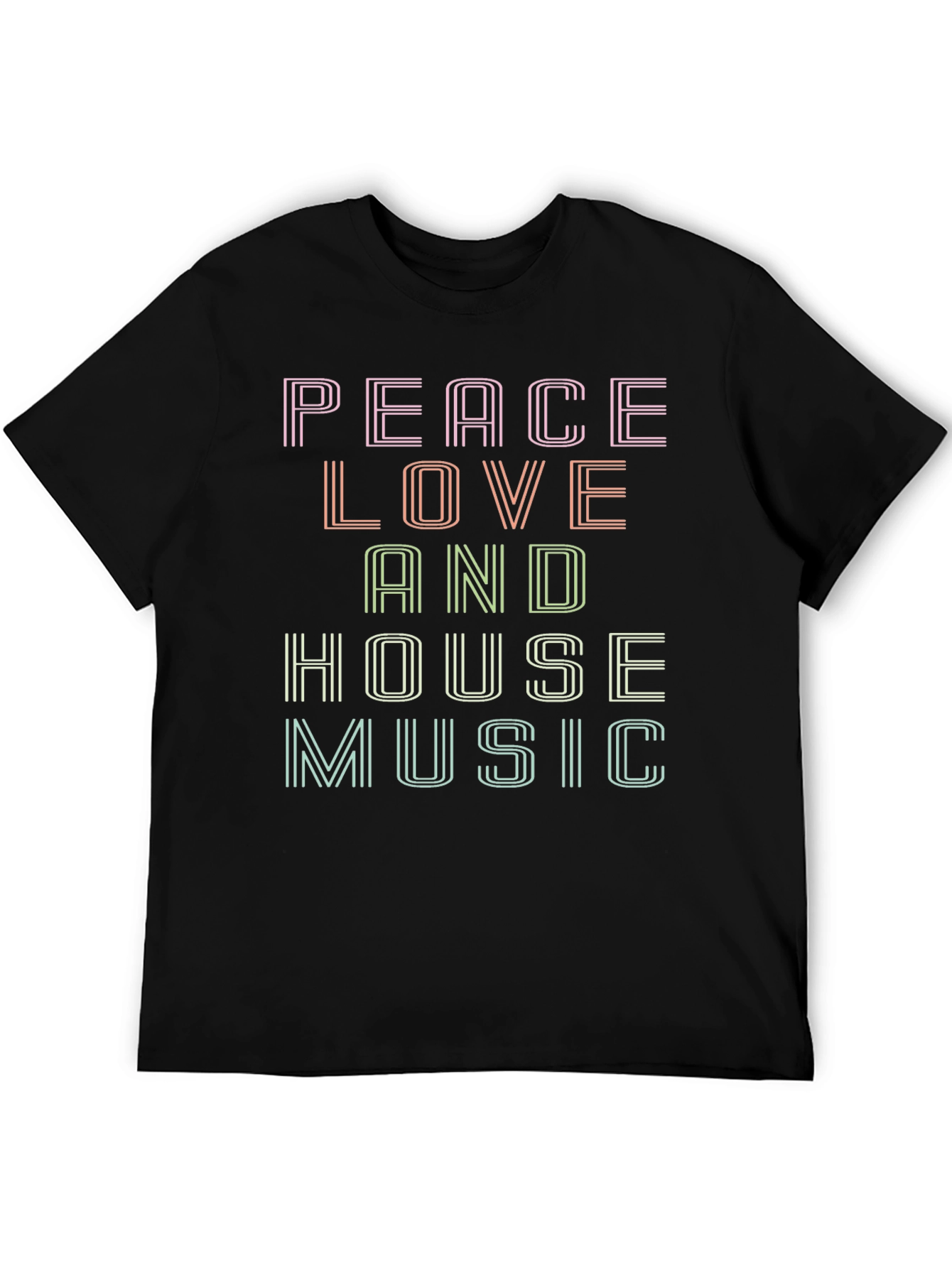 Black Peace Love House Music Graphic T-Shirt view 5