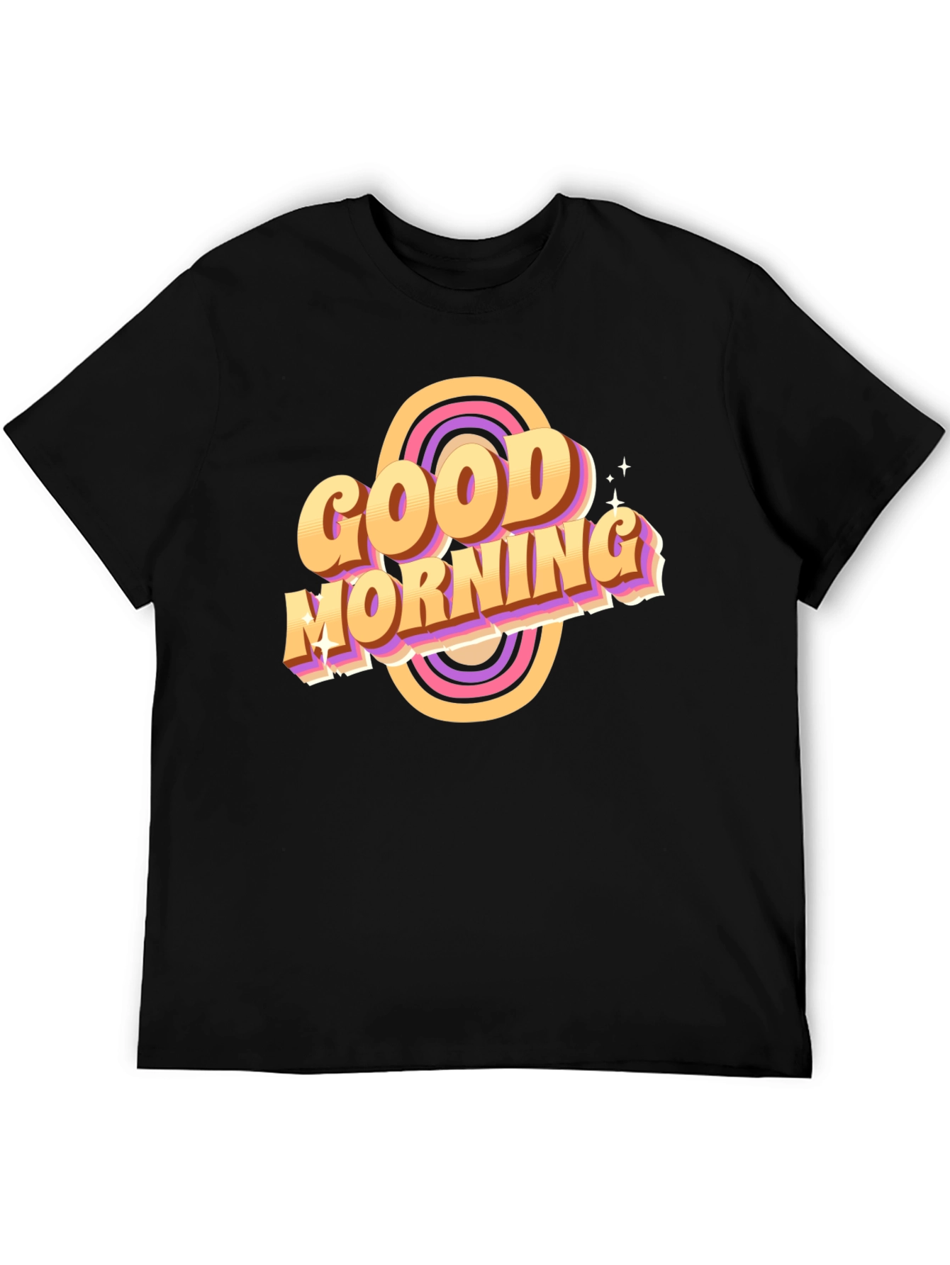 Black Good Morning Retro T-Shirt Black view 5