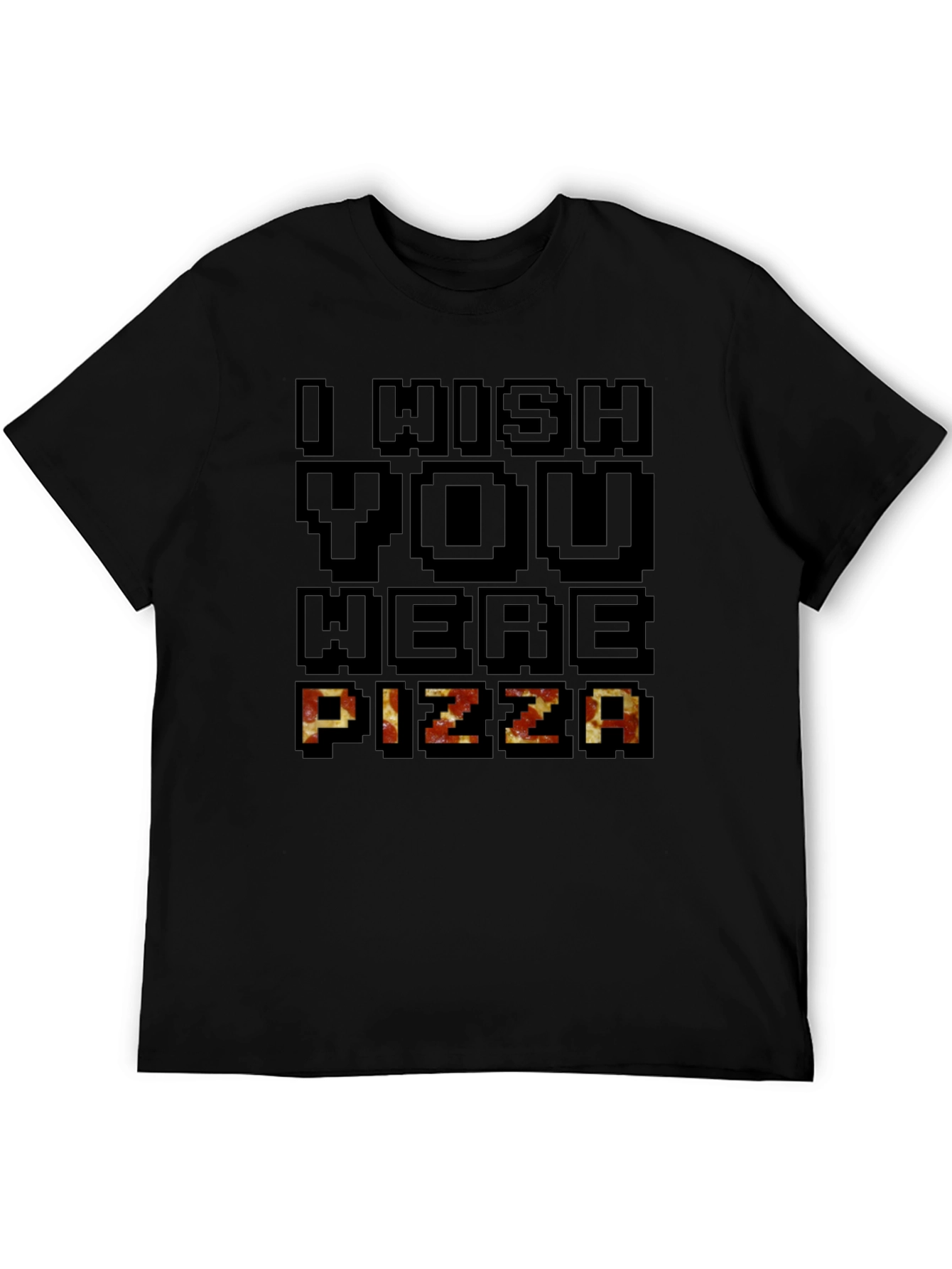 Black I Wish You Were Pizza Graphic T-Shirt view 5