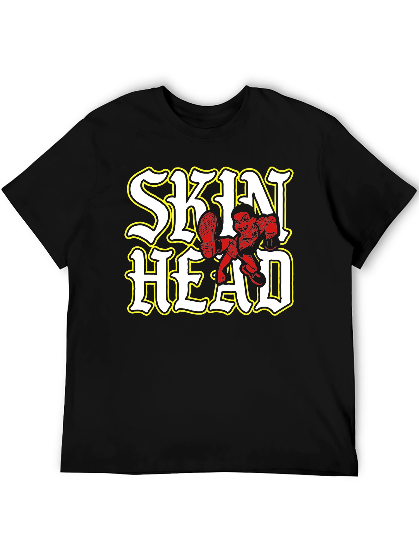 Black Skinhead Graphic Black T-Shirt view 5