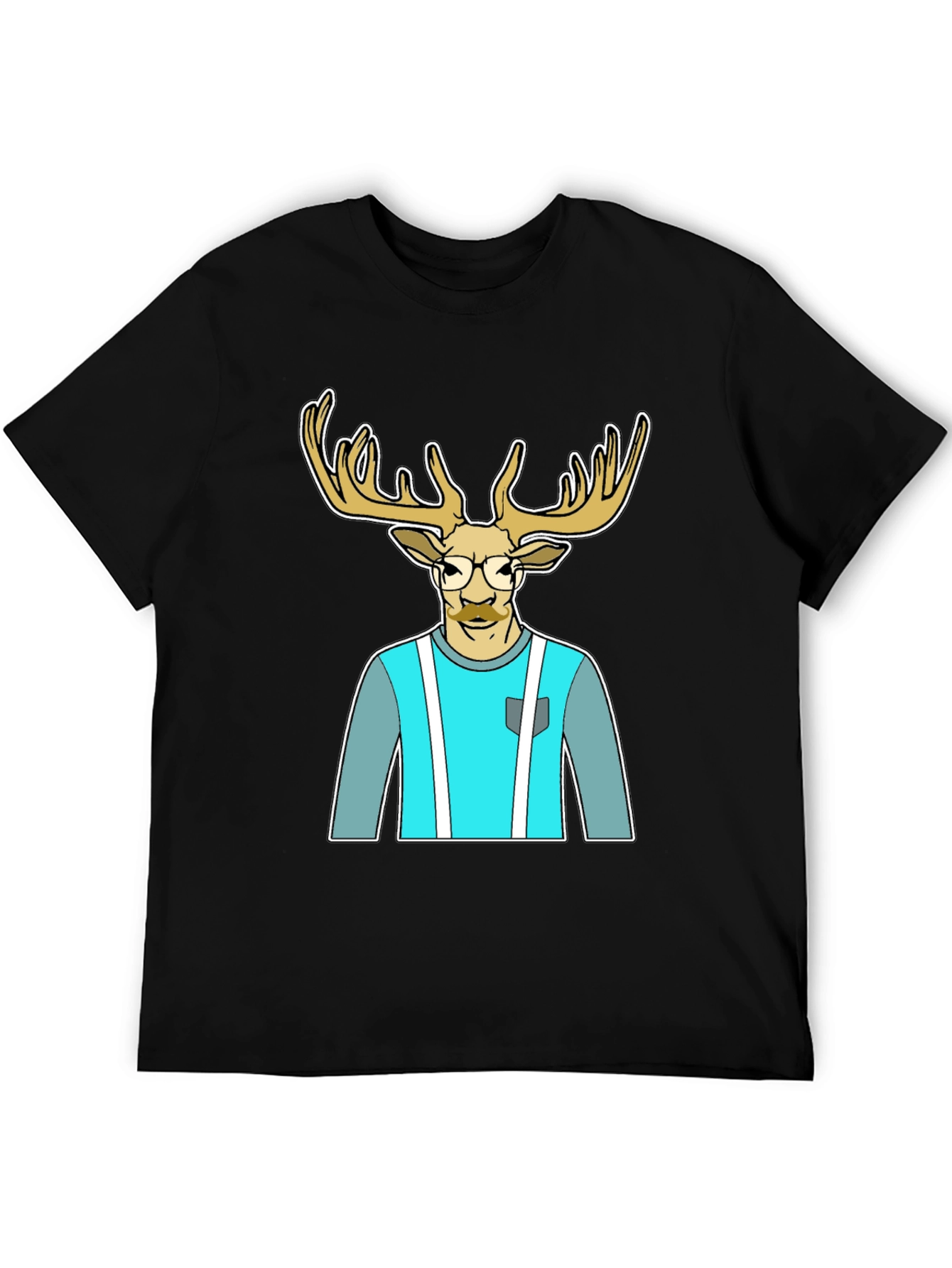 Black Stylish Deer Graphic Tee view 5