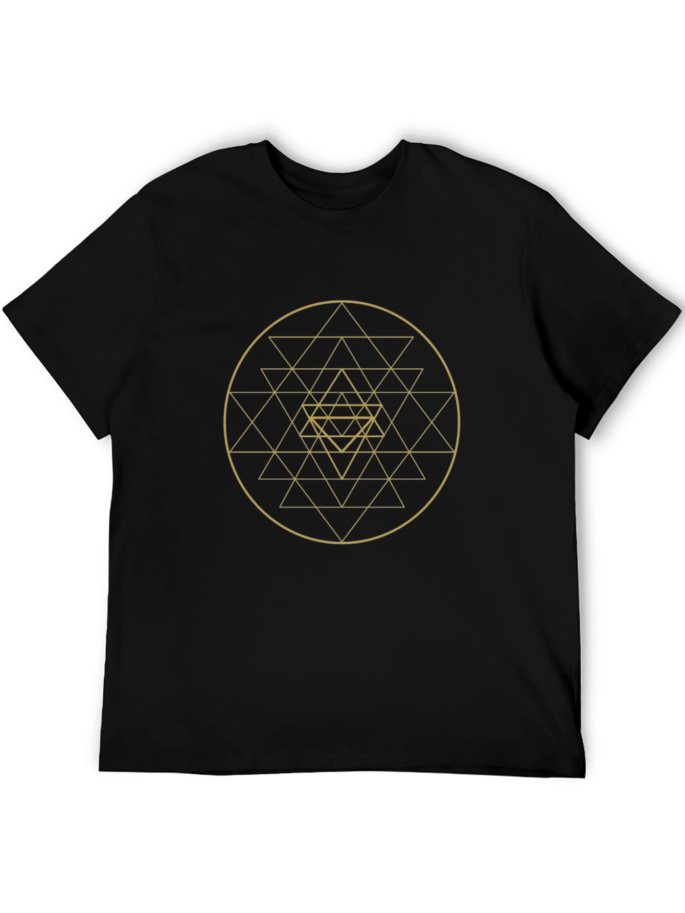 Black Geometric Design Black T-Shirt view 5