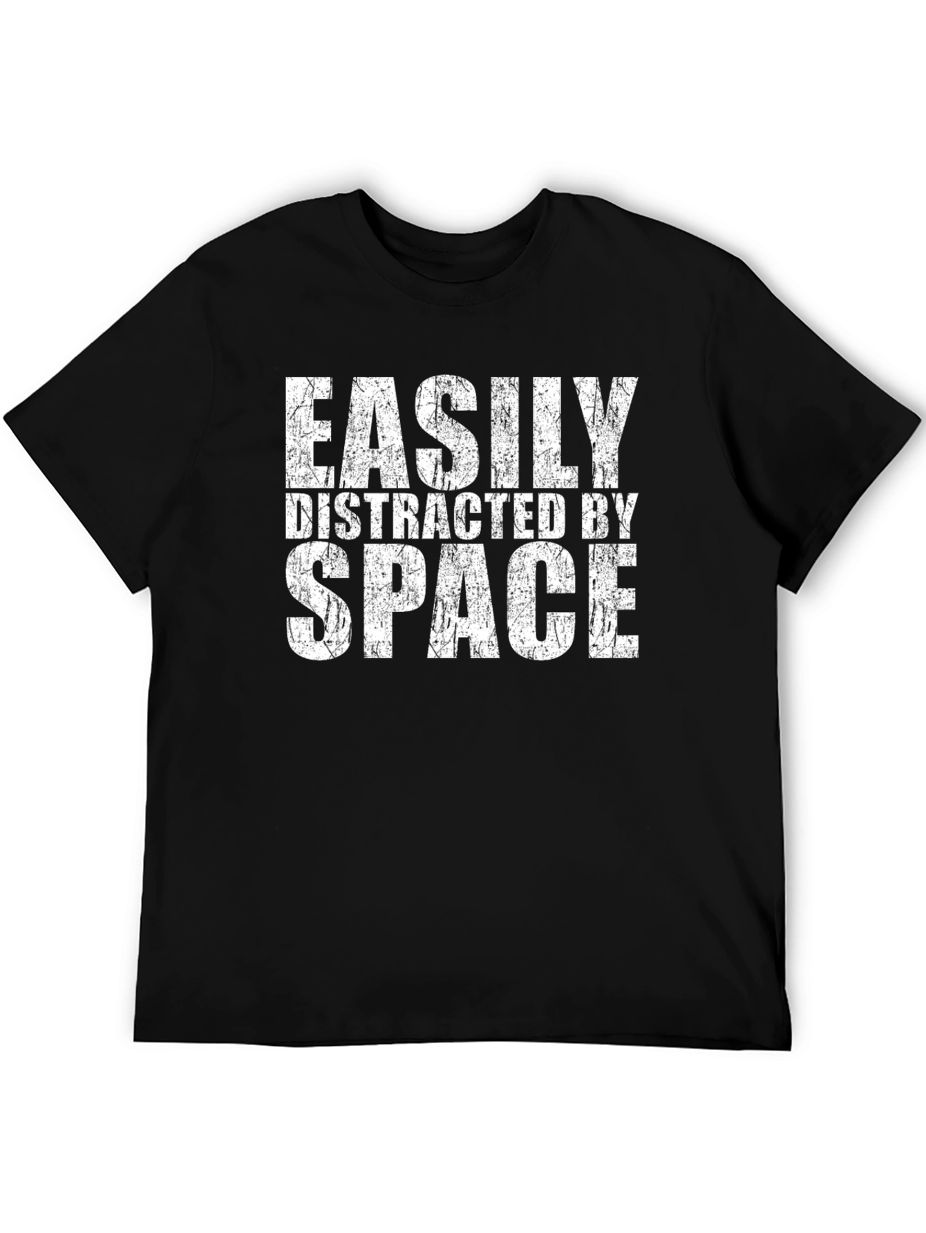 Black Easily Distracted By Space Black Graphic T-Shirt view 5