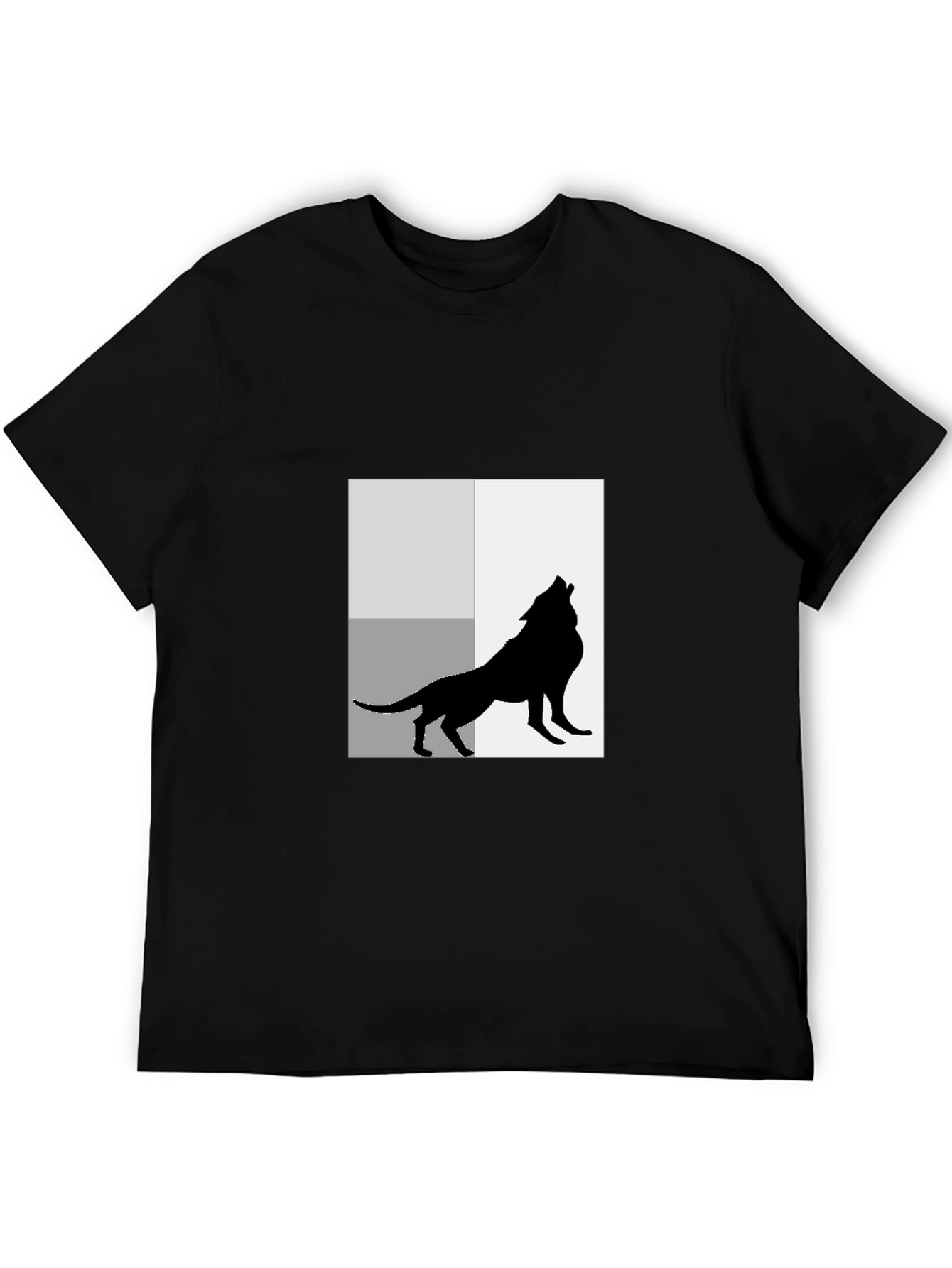 Black Wolf Silhouette Graphic Black T-Shirt view 5