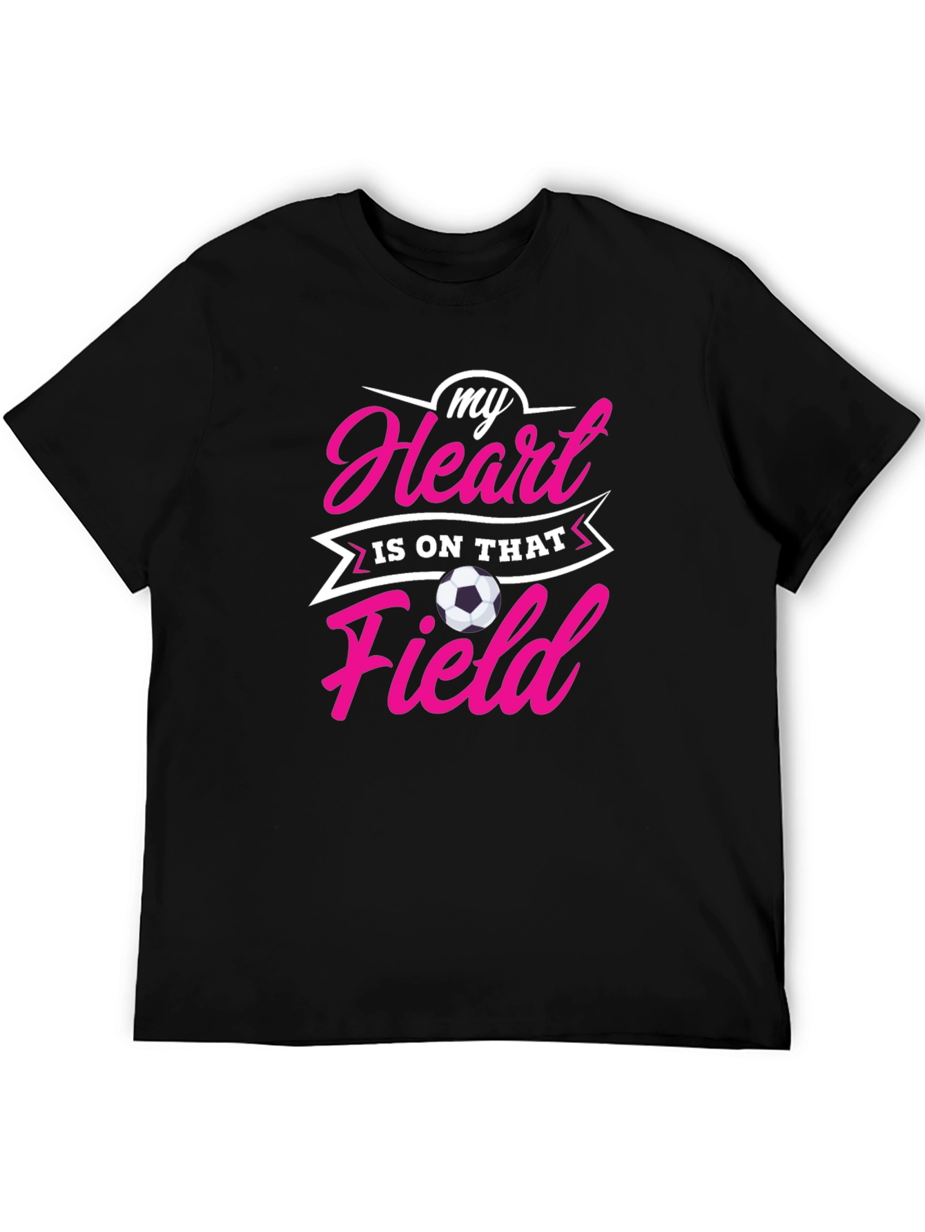 Black Soccer Mom/Dad Heart on Field Black T-Shirt view 5