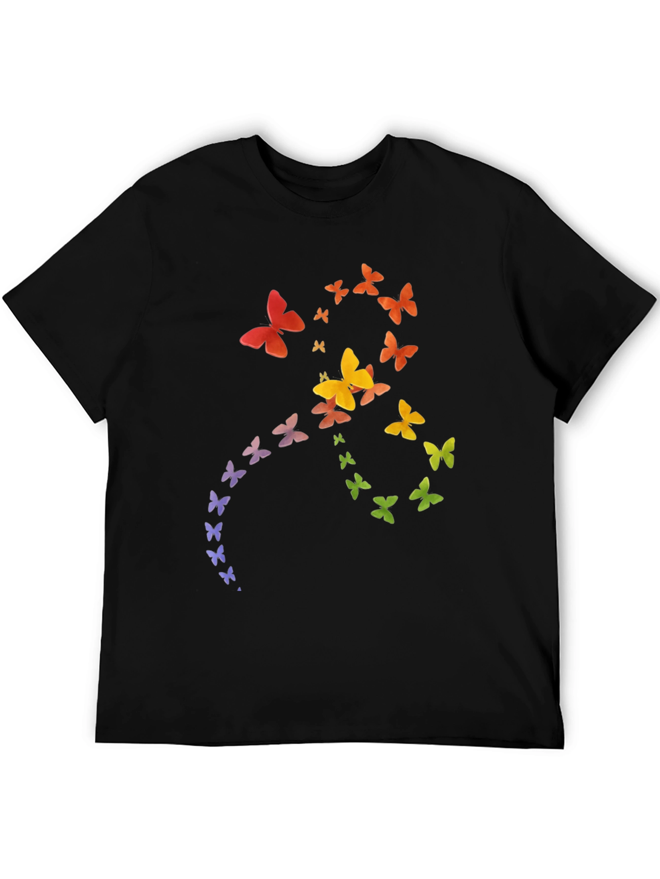 Black Rainbow Butterfly Graphic Tee - Soft Cotton Casual Shirt view 5