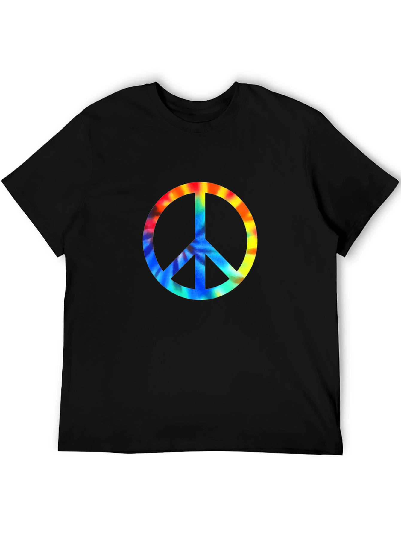 Black Peace Sign Tie-Dye Graphic Tee - Black view 5