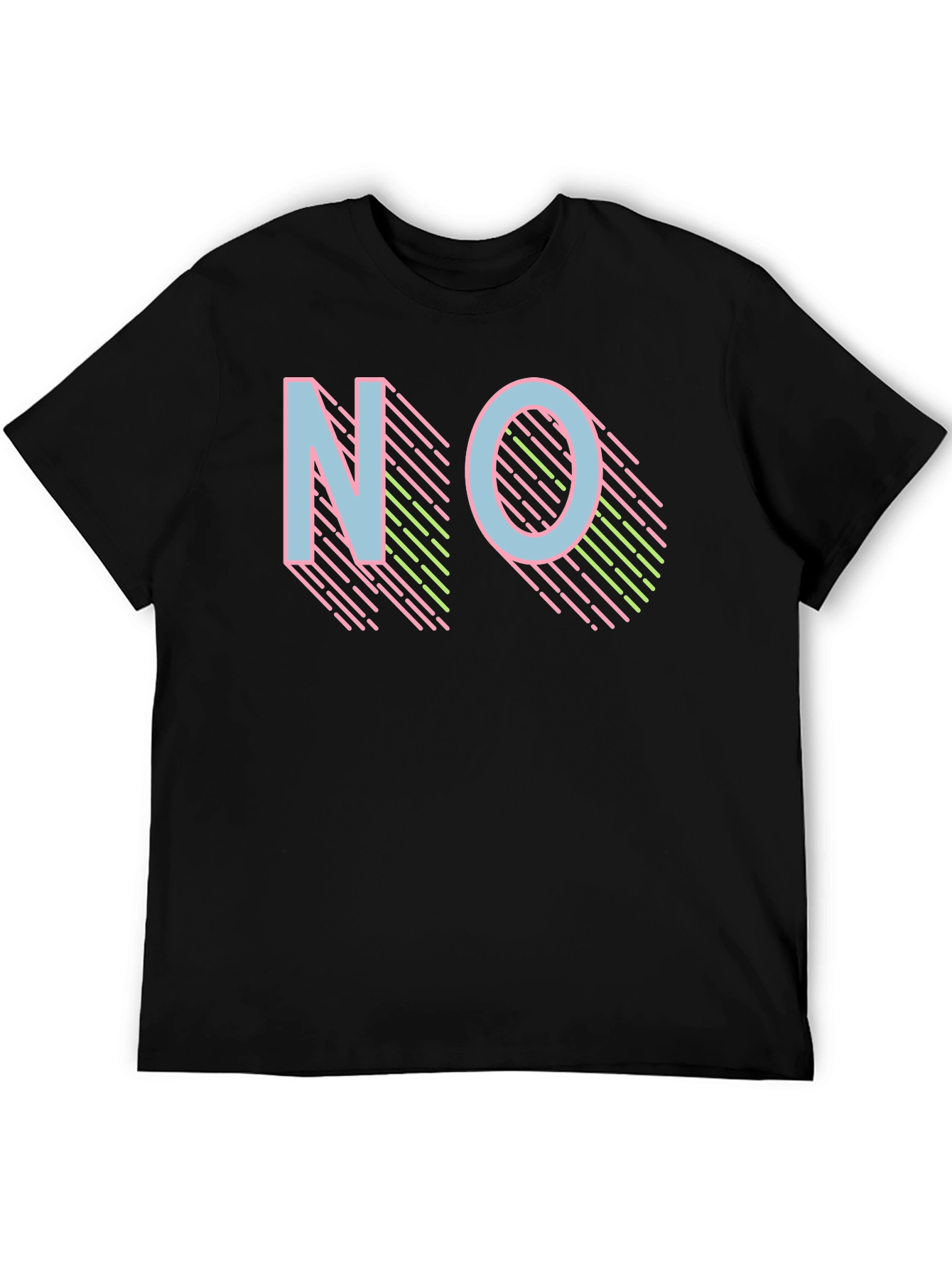 Black Retro NO Graphic Print Men's T-Shirt view 5