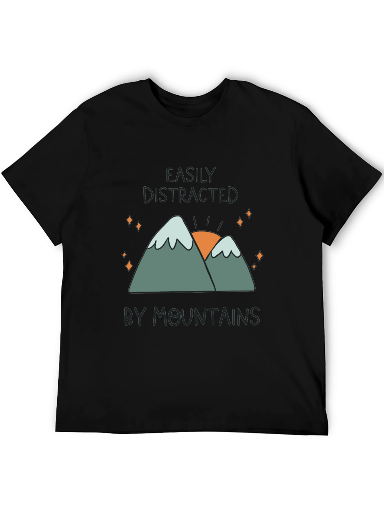 Black Easily Distracted By Mountains Graphic T-Shirt view 5