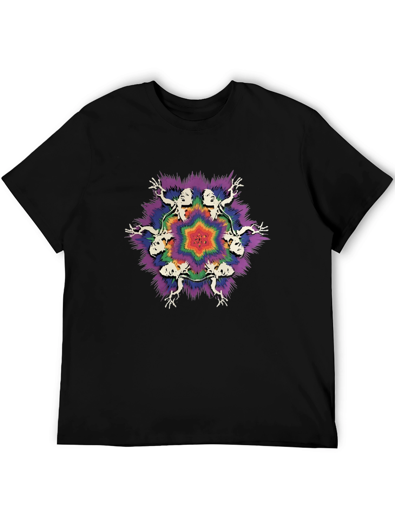 Black Psychedelic T-Shirt with Abstract Figures view 5