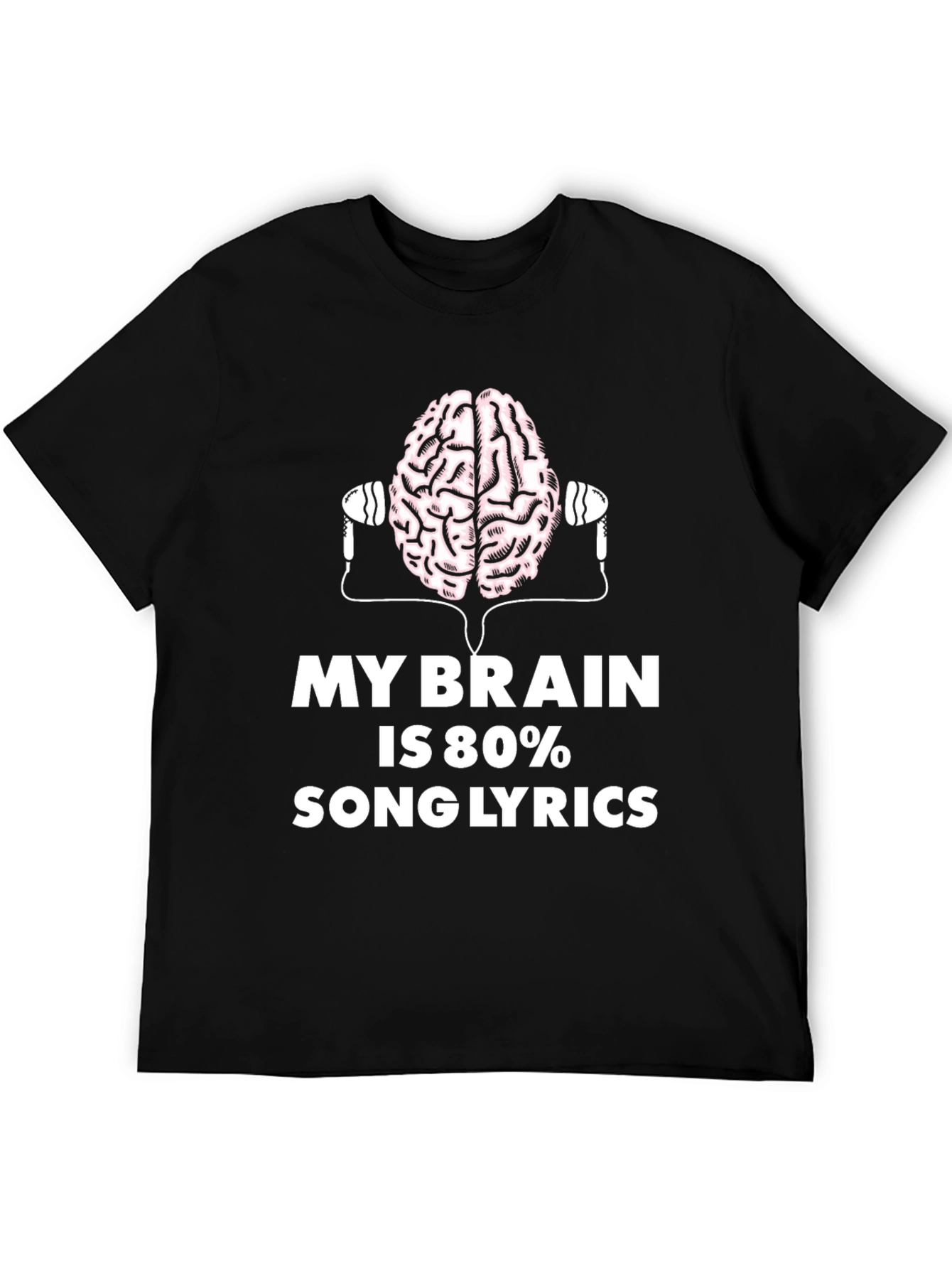 Black Brain 80% Song Lyrics Black T-Shirt view 5