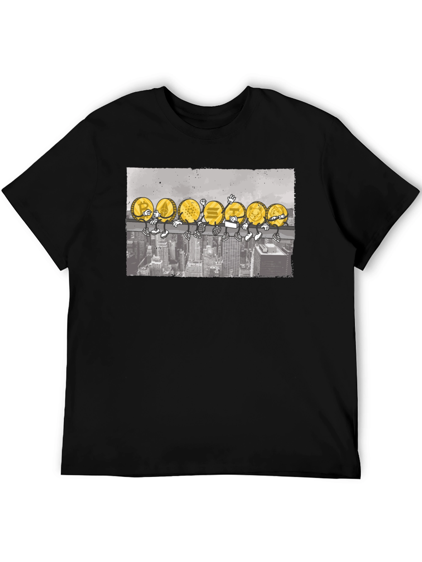 Black Crypto Coins T-Shirt - Cartoon Character Design view 5
