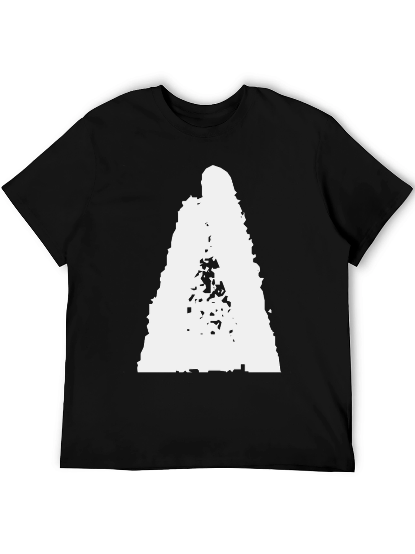 Black Black T-Shirt with Abstract White Figure Print view 5