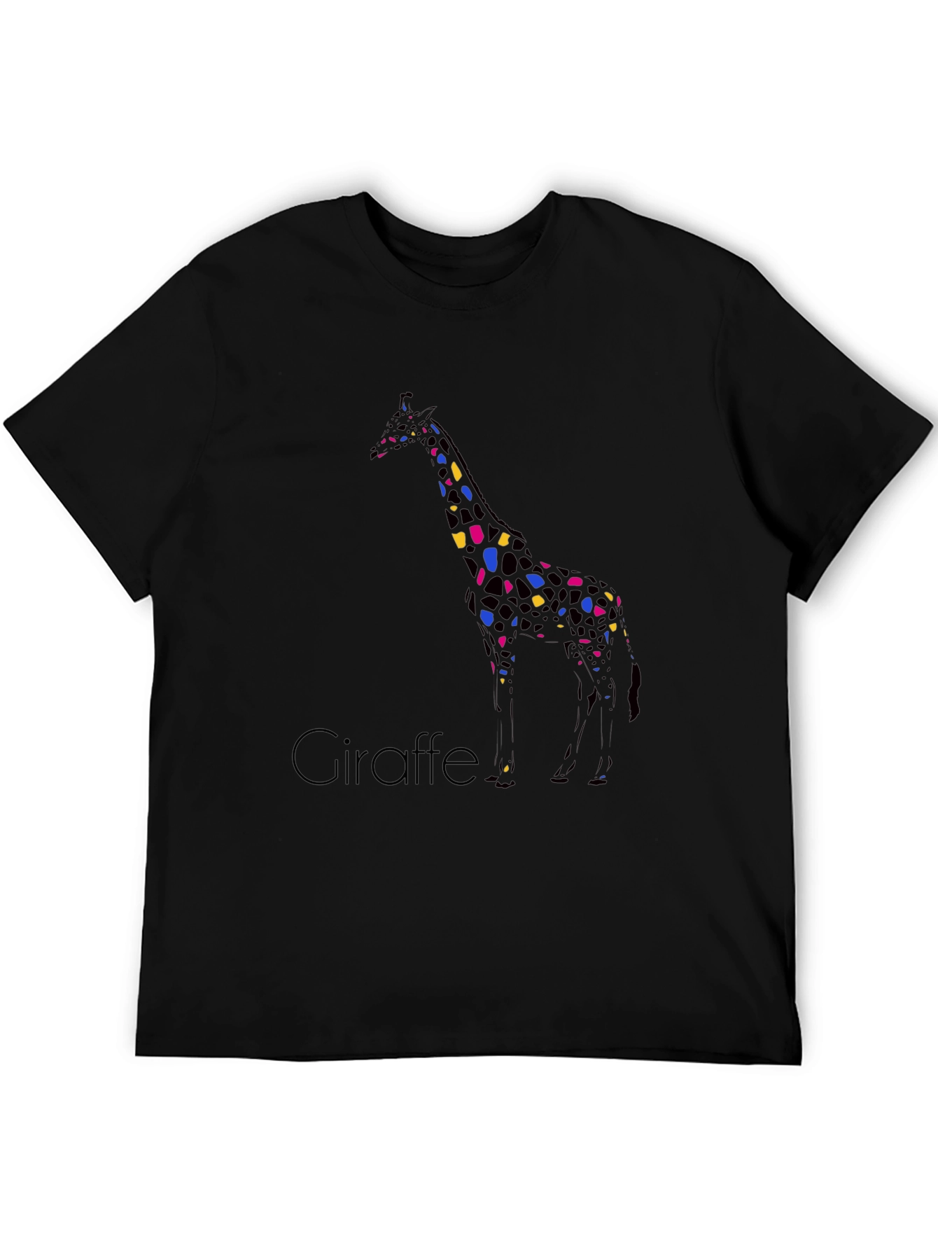 Black Giraffe Print Crew Neck T-Shirt view 5
