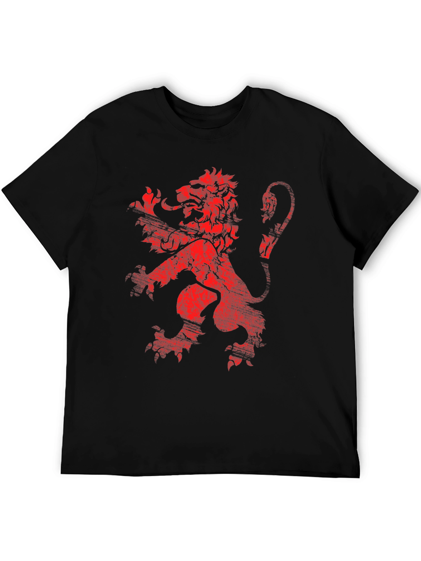 Black Red Lion Crest Graphic Black T-Shirt view 5