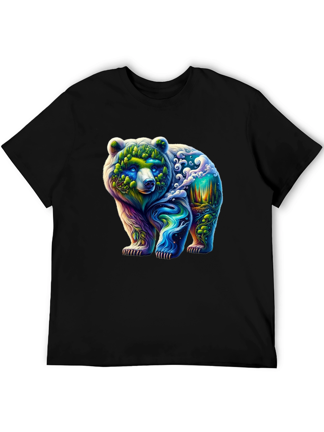 Black Nature Bear Graphic Tee - Black view 5