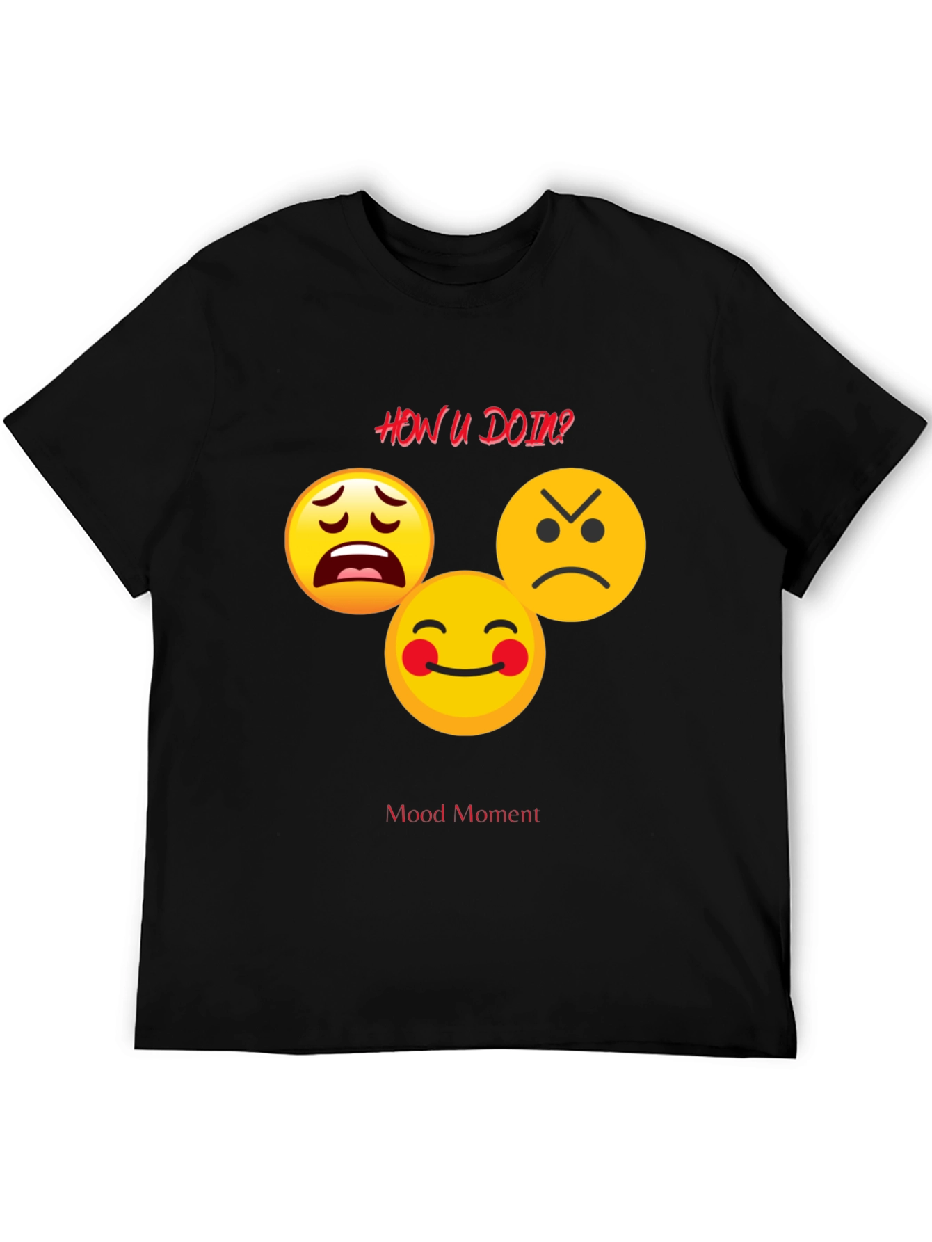Black Mood Moment Emoji Graphic Black T-Shirt view 5