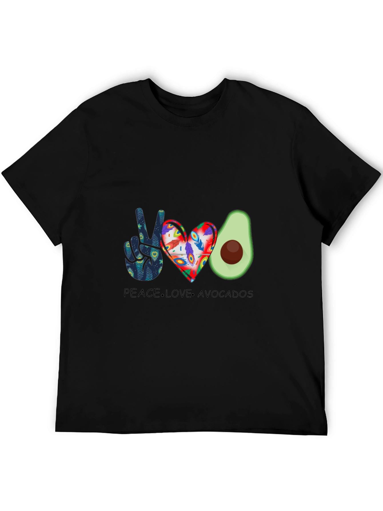 Black Peace Love Avocados Graphic T-Shirt view 5
