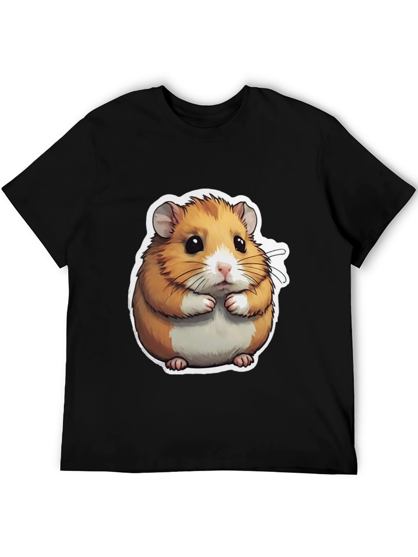 Black Cute Hamster Graphic Tee - Black Cotton Blend view 5
