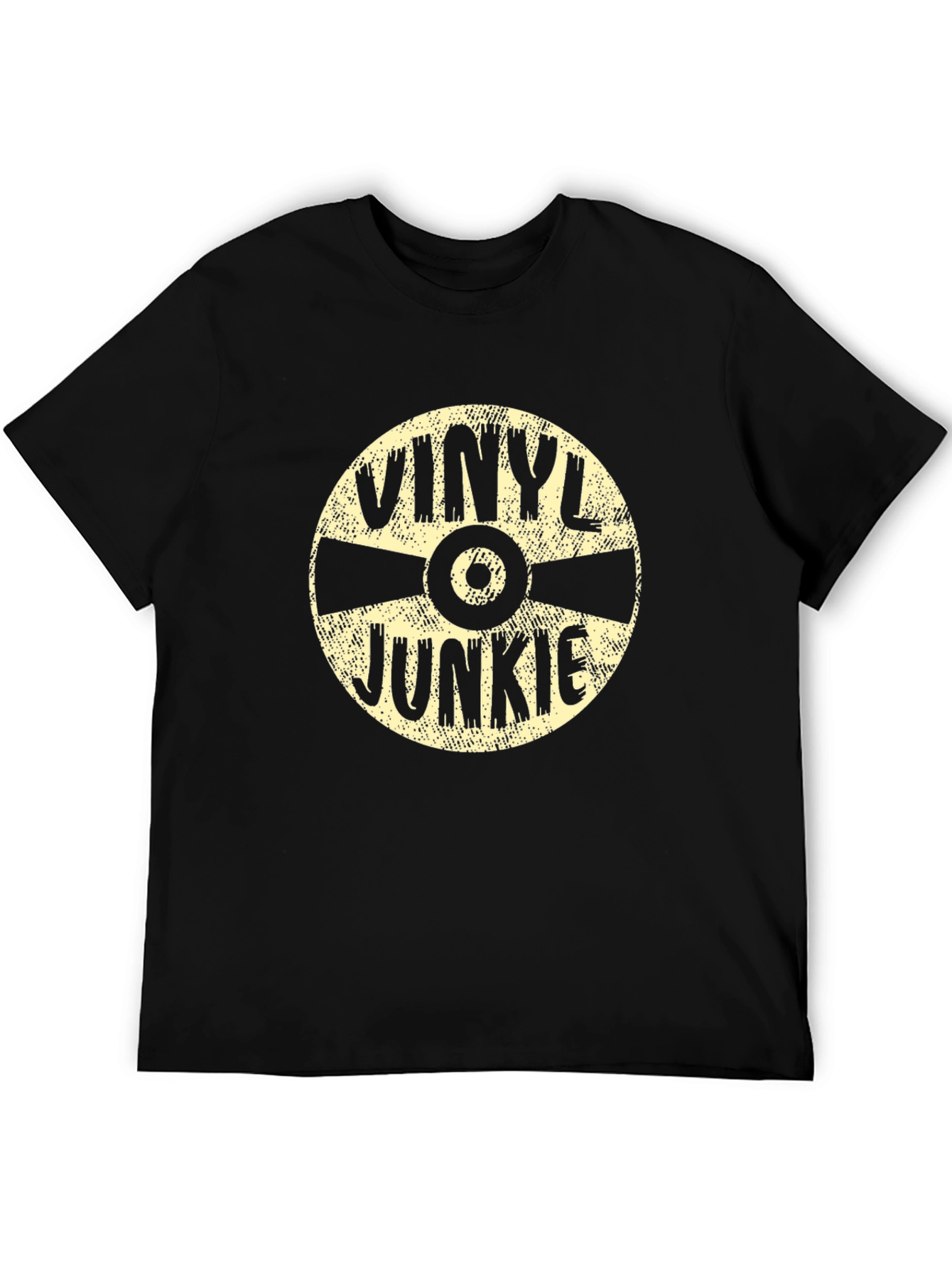 Black Vinyl Junkie Black T-Shirt - Music Lover Tee view 5